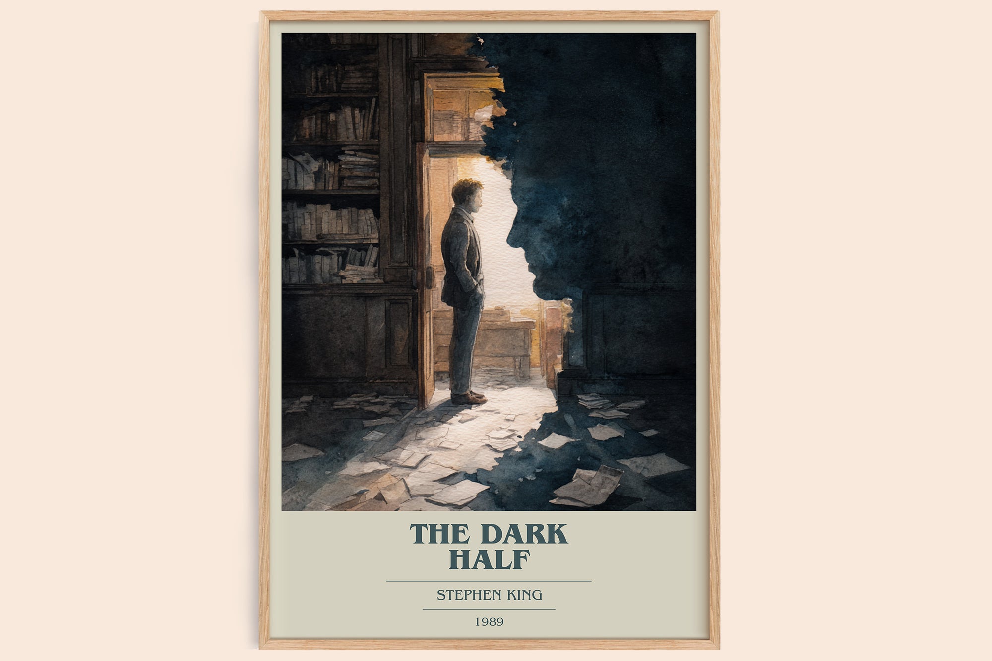 The Dark Half book cover book poster by Stephen King – framed literary art print