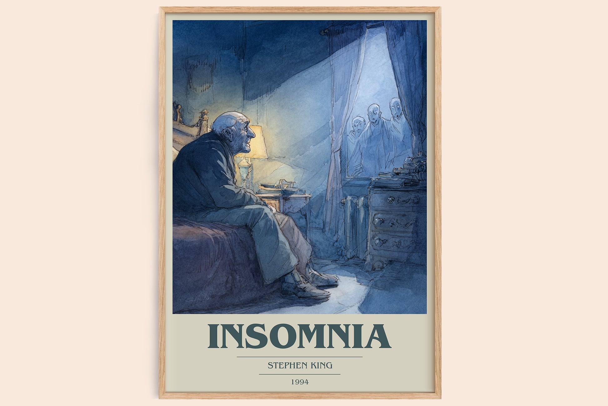 Insomnia book cover book poster by Stephen King – framed literary art print