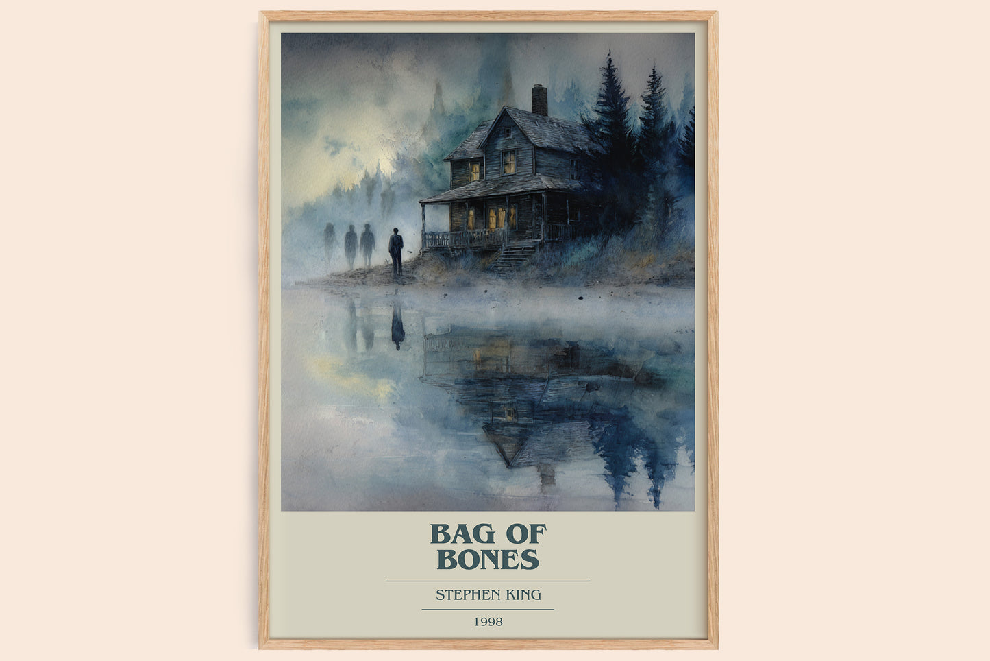 Bag of Bones book cover book poster by Stephen King – framed literary art print