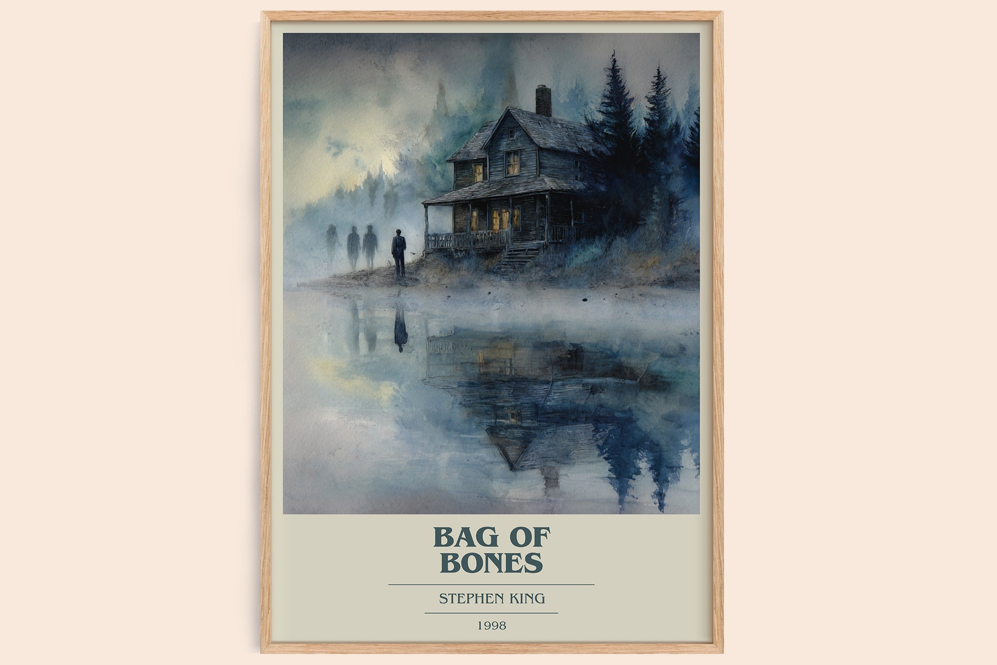 Bag of Bones book cover book poster by Stephen King – framed literary art print