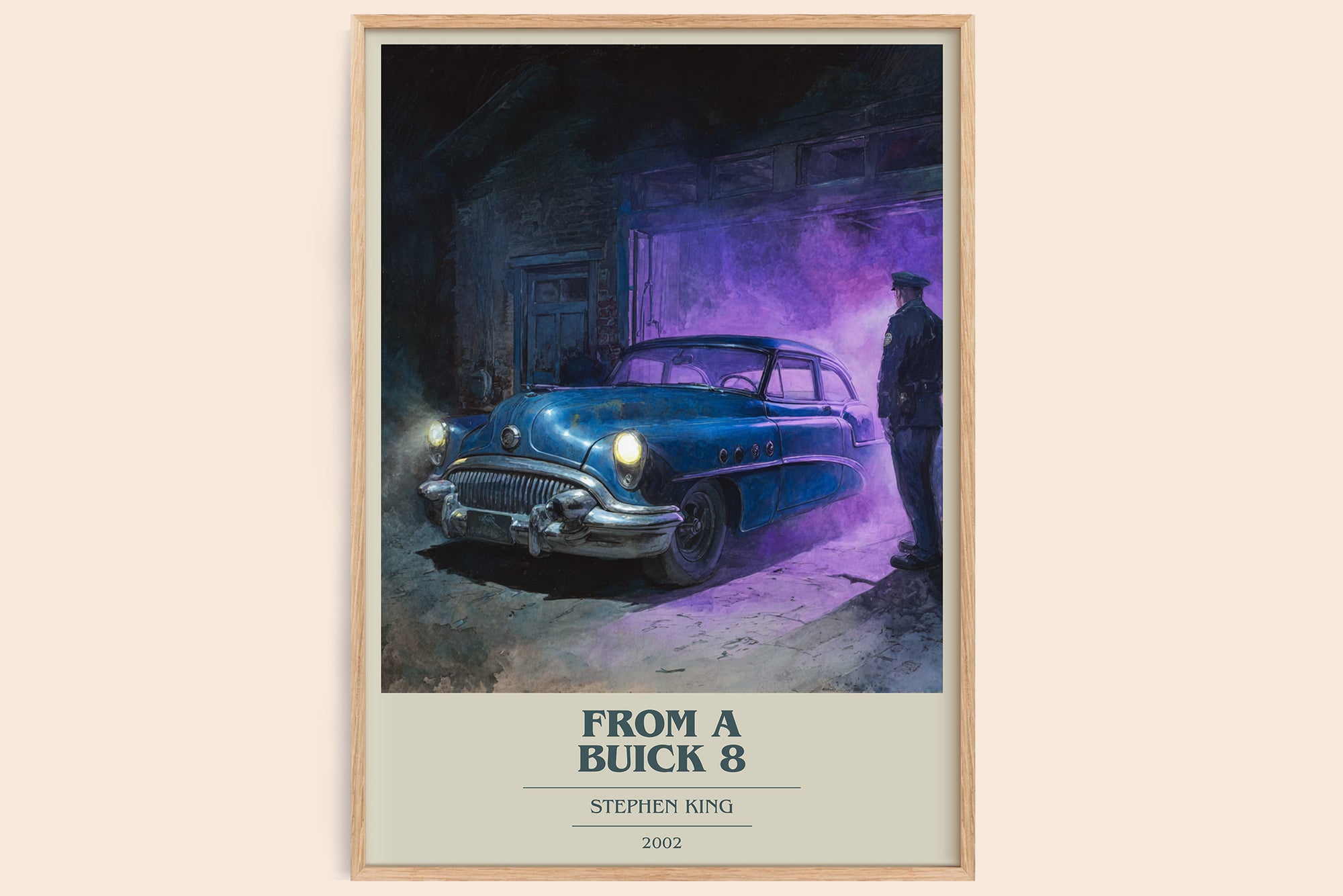 From a Buick 8 book cover book poster by Stephen King – framed literary art print