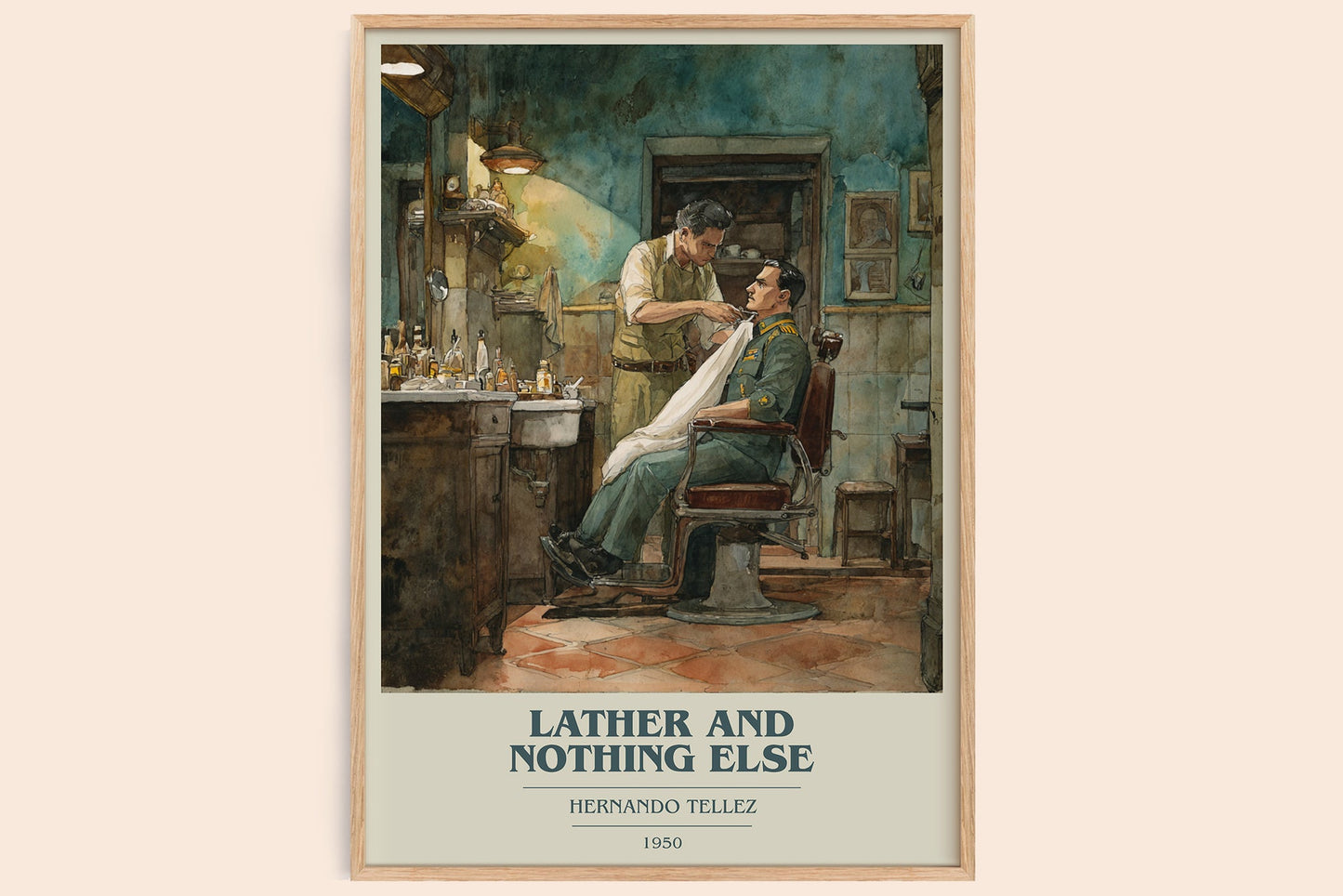 Lather And Nothing Else book cover book poster by Hernando Tellez – framed literary art print