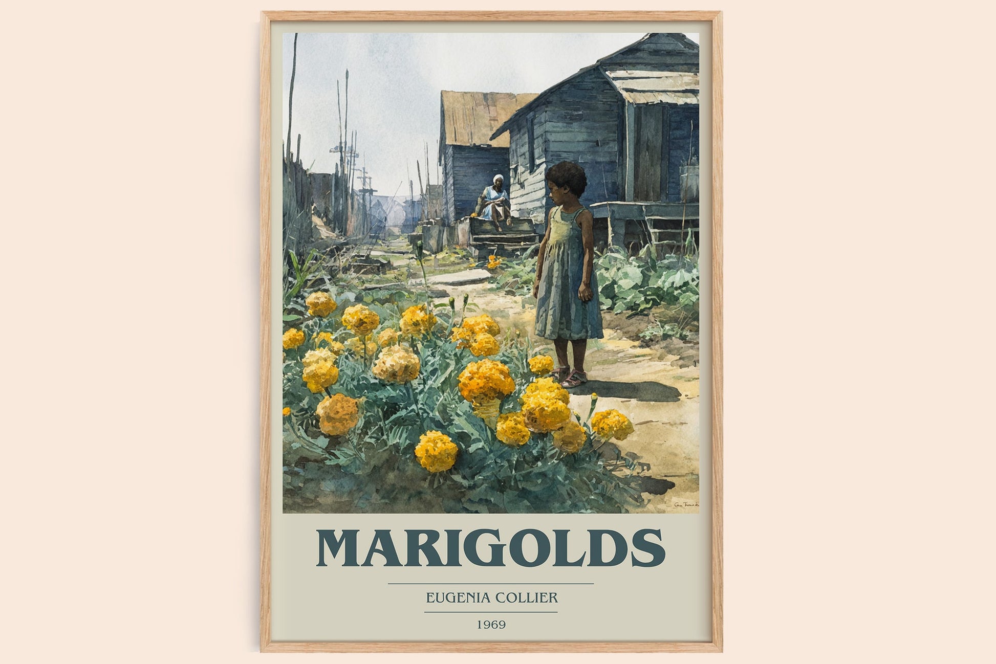 Marigolds book cover book poster by Eugenia Collier – framed literary art print