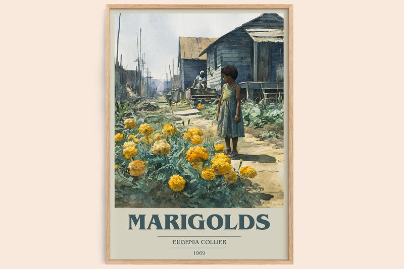 Marigolds Book Cover Poster by Eugenia Collier (Modern Minimalist style)