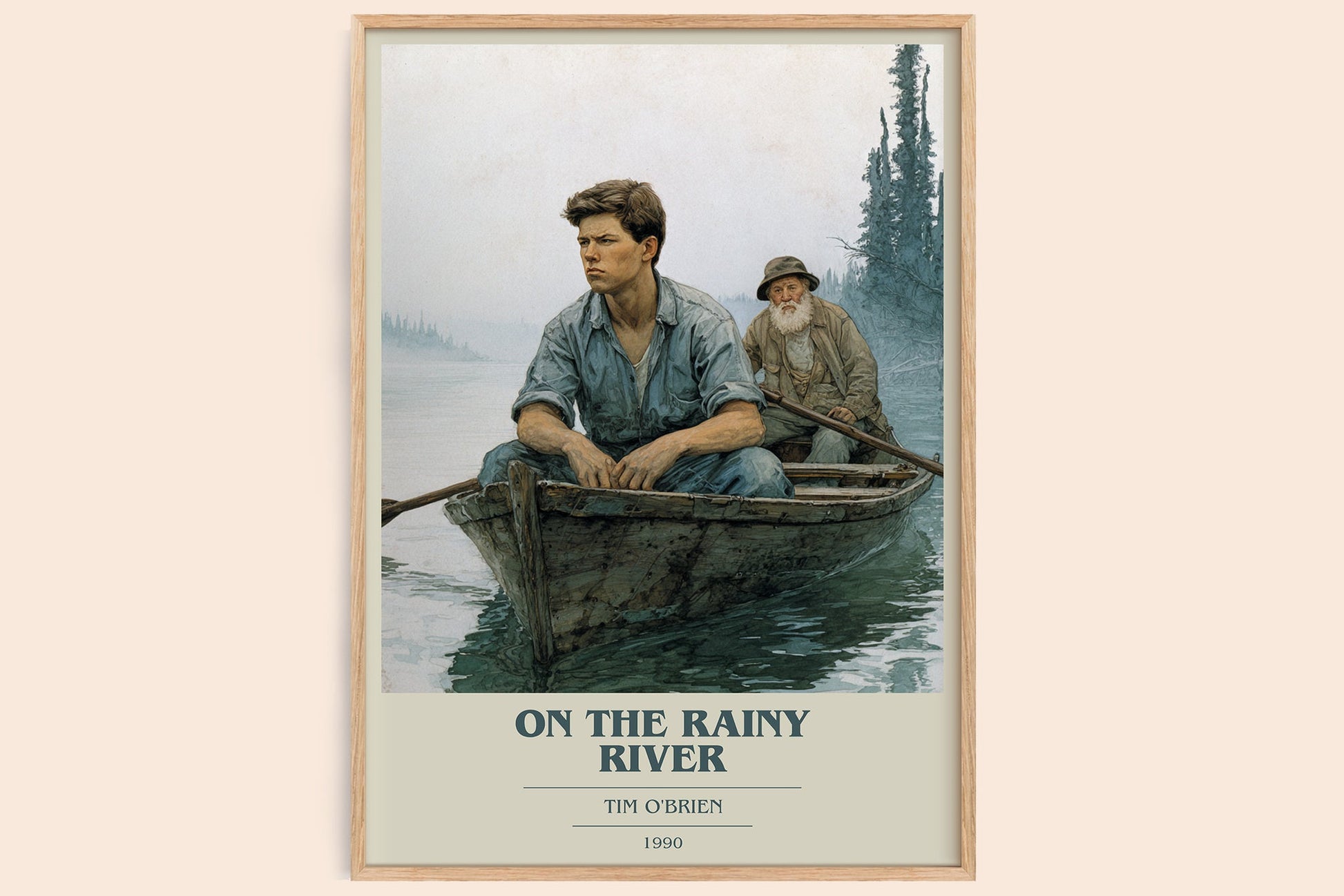 On The Rainy River book cover book poster by Tim O'Brien – framed literary art print