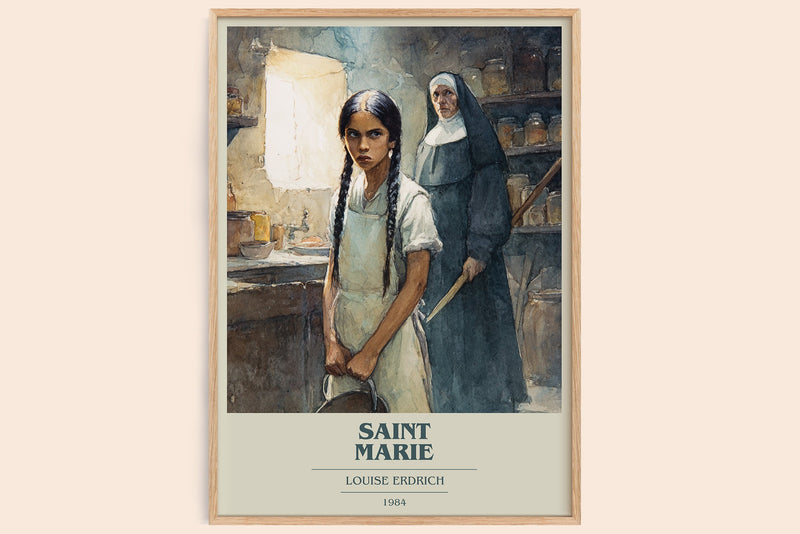 Saint Marie Book Cover Poster by Louise Erdrich (Modern Minimalist style)