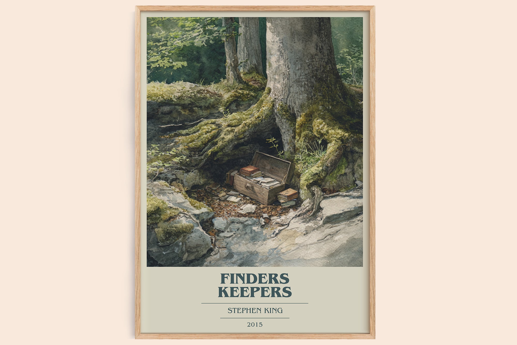 Finders Keepers book cover book poster by Stephen King – framed literary art print