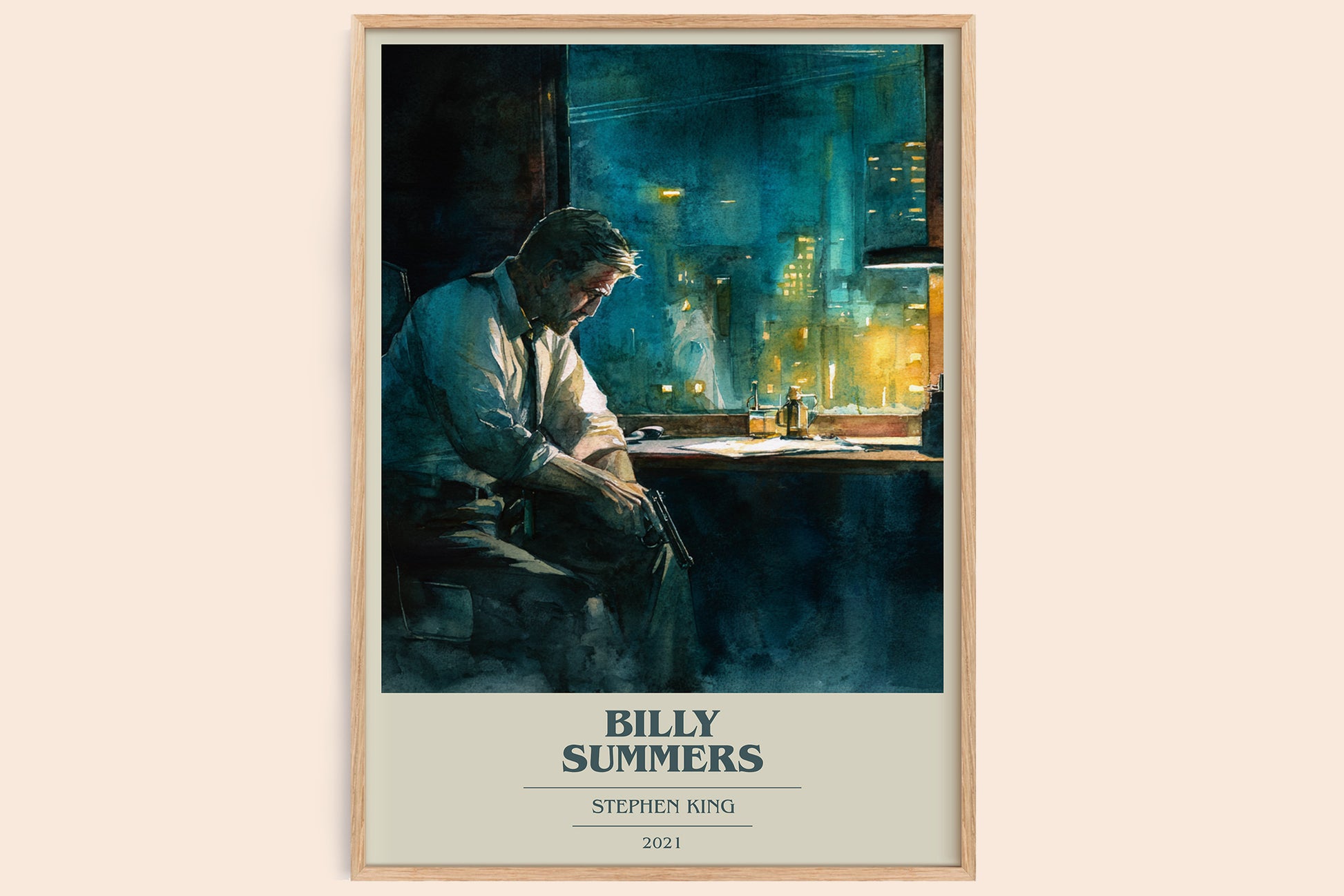 Billy Summers book cover book poster by Stephen King – framed literary art print