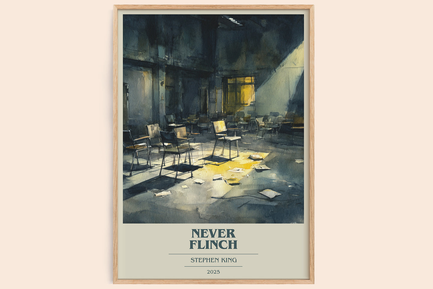 Never Flinch book cover book poster by Stephen King – framed literary art print