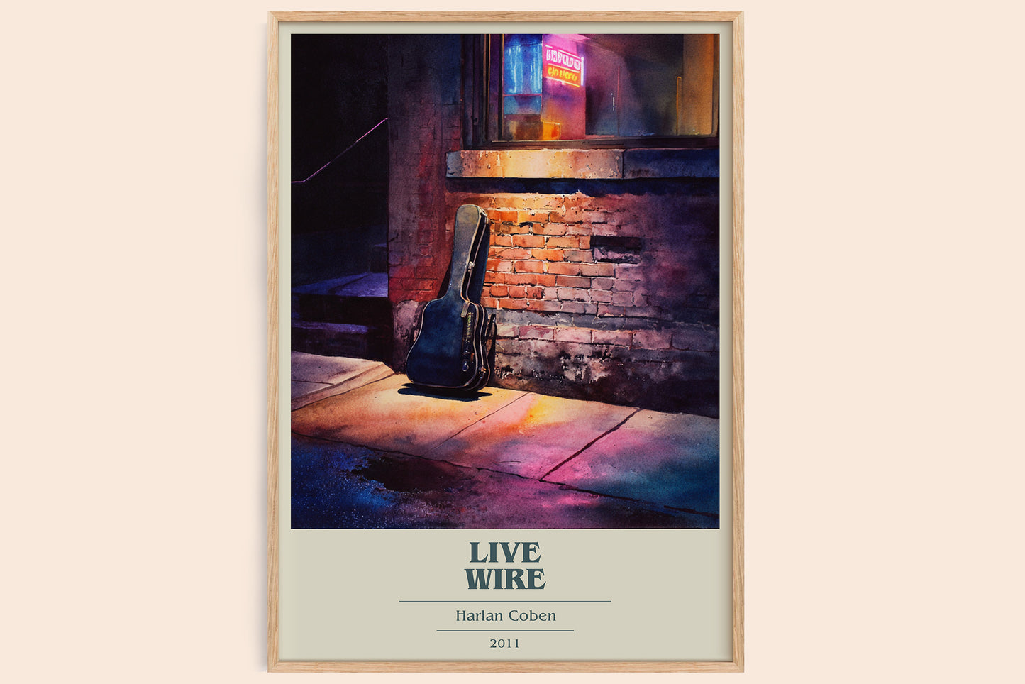 Live Wire book cover book poster by Harlan Coben – framed literary art print
