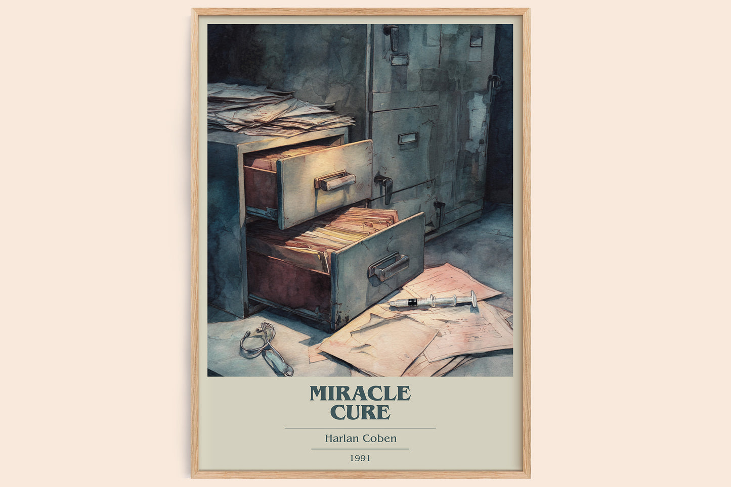 Miracle Cure book cover book poster by Harlan Coben – framed literary art print