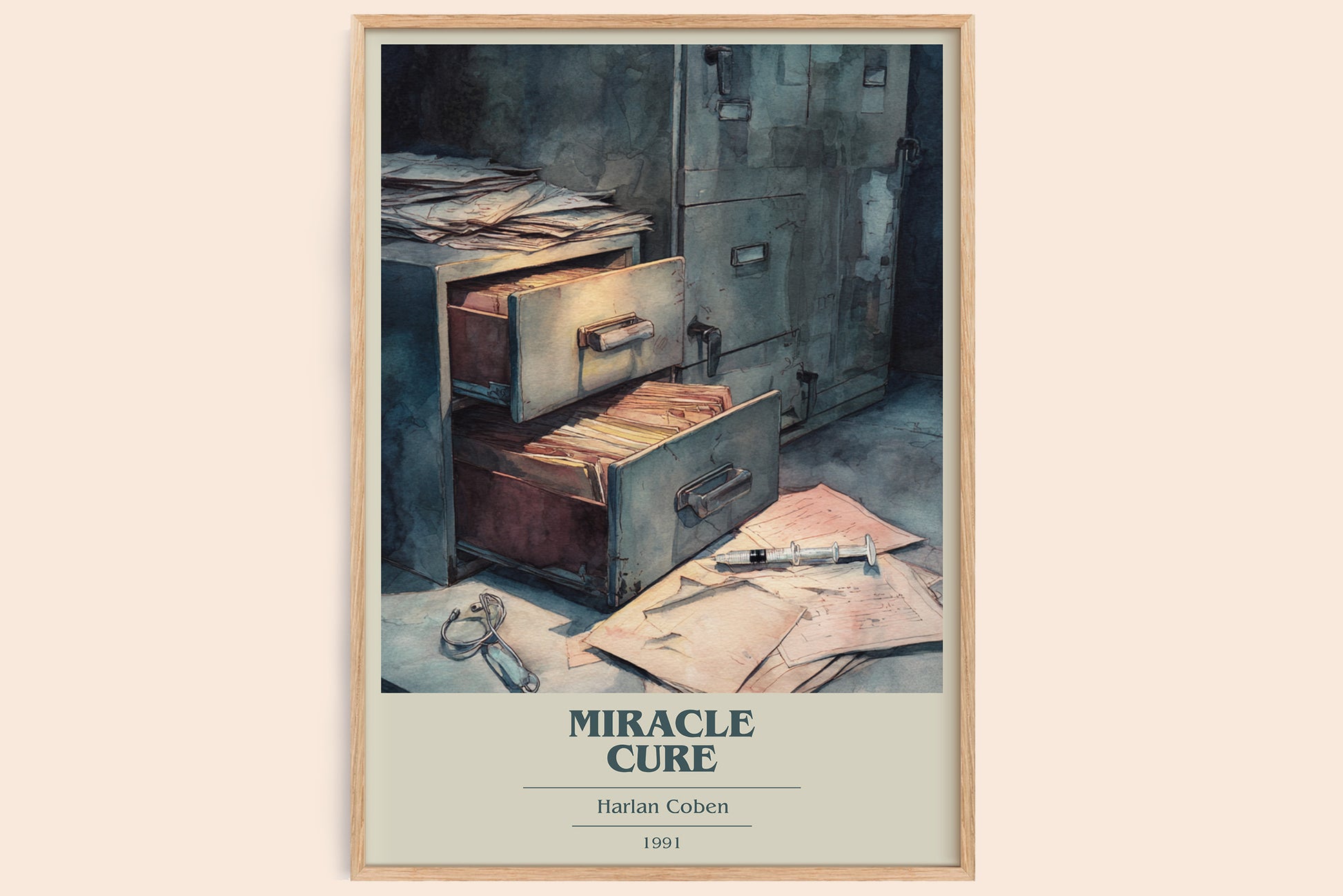 Miracle Cure book cover book poster by Harlan Coben – framed literary art print