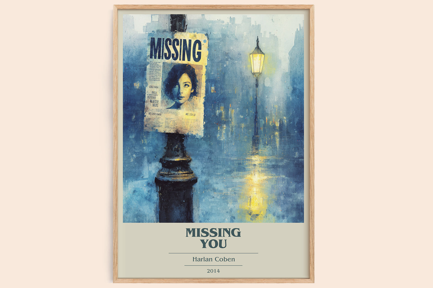 Missing You book cover book poster by Harlan Coben – framed literary art print