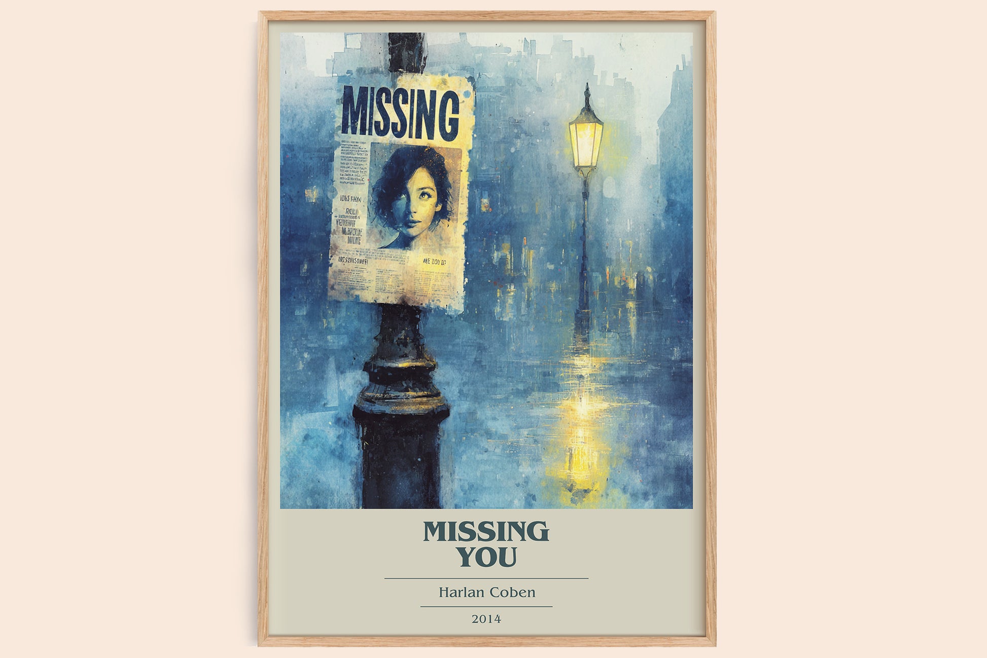 Missing You book cover book poster by Harlan Coben – framed literary art print