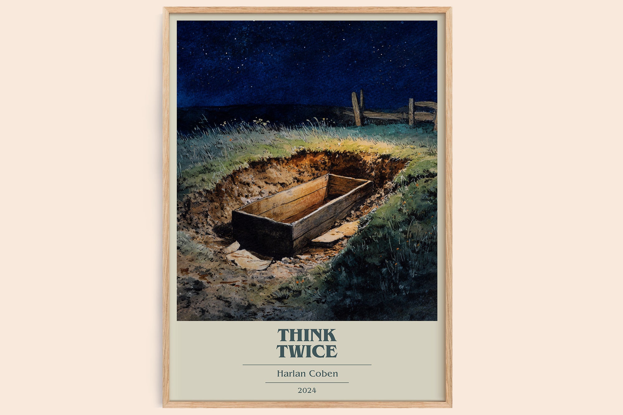 Think Twice book cover book poster by Harlan Coben – framed literary art print
