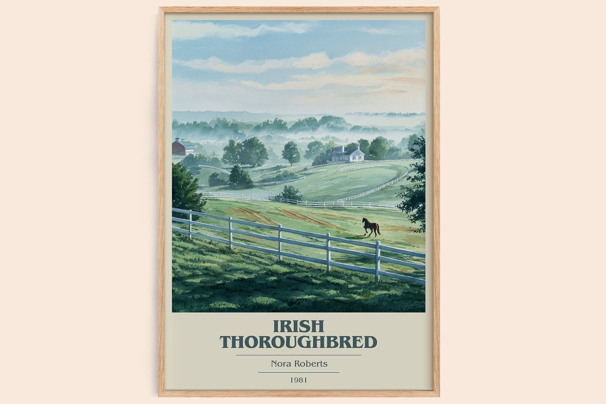 Irish Thoroughbred book cover book poster by Nora Roberts – framed literary art print