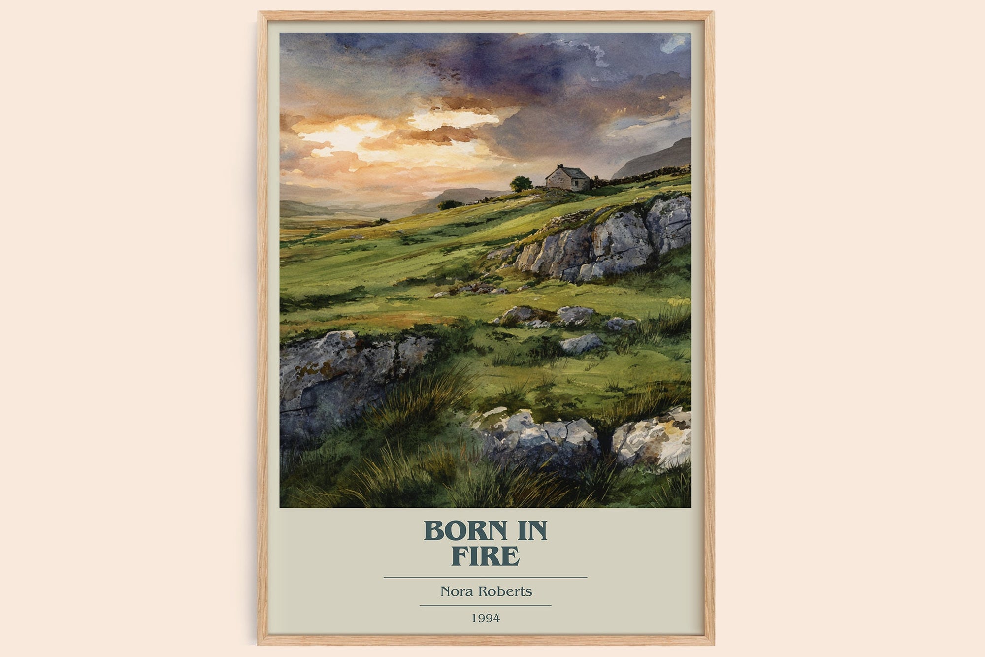 Born in Fire book cover book poster by Nora Roberts – framed literary art print