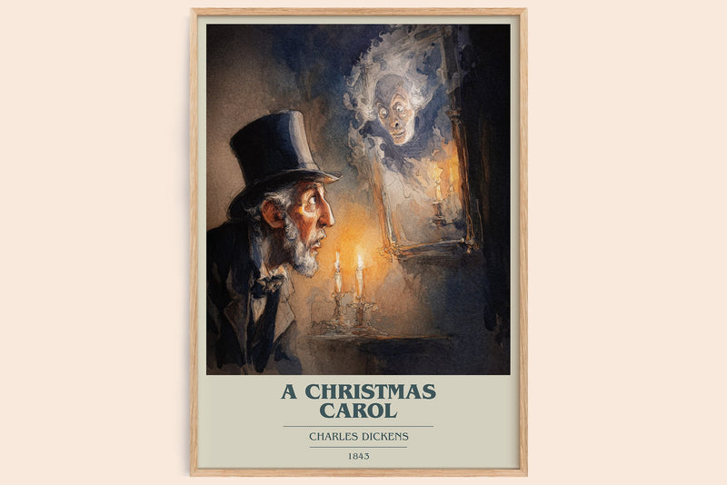 A Christmas Carol book cover book poster by Charles Dickens – framed literary art print