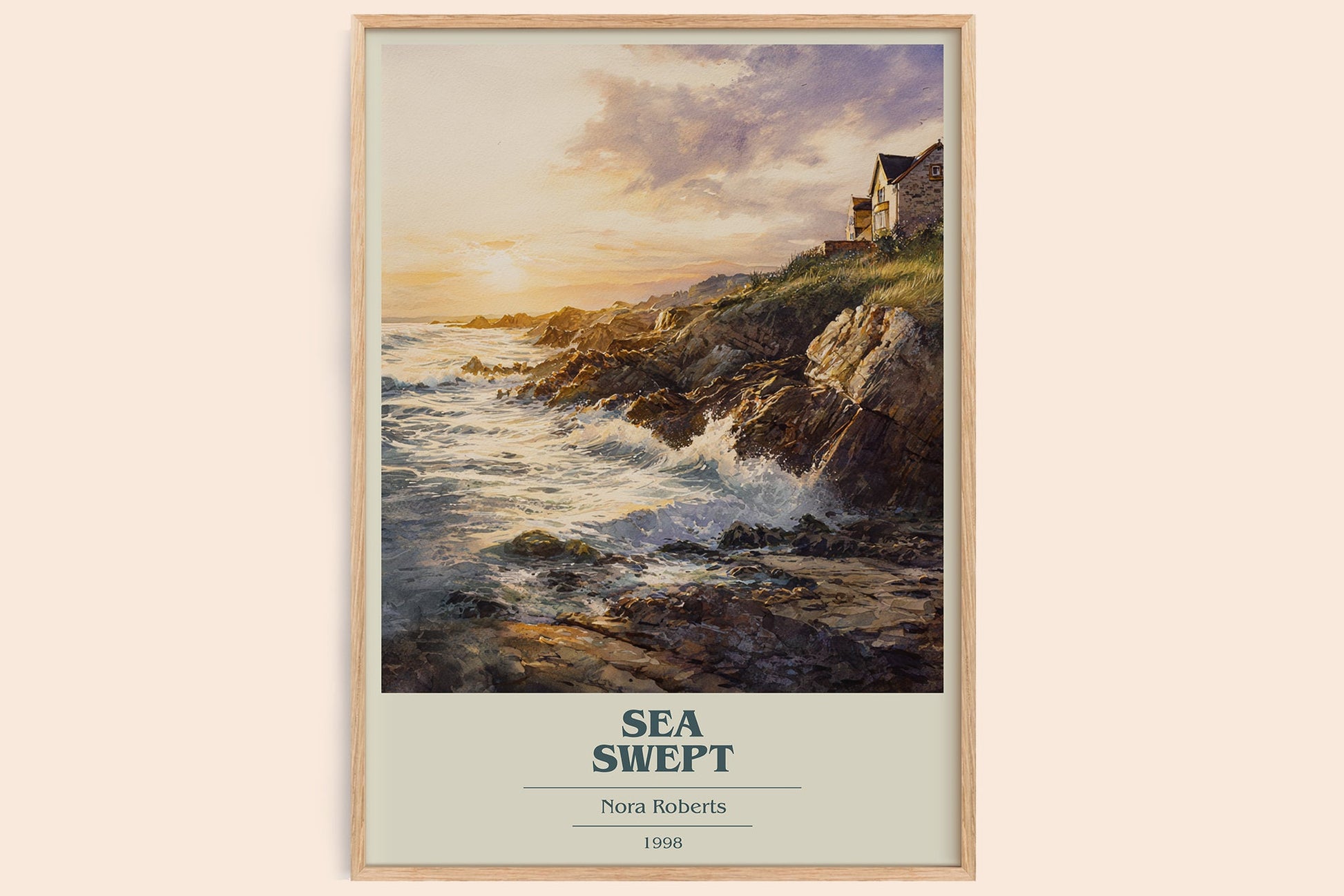 Sea Swept book cover book poster by Nora Roberts – framed literary art print