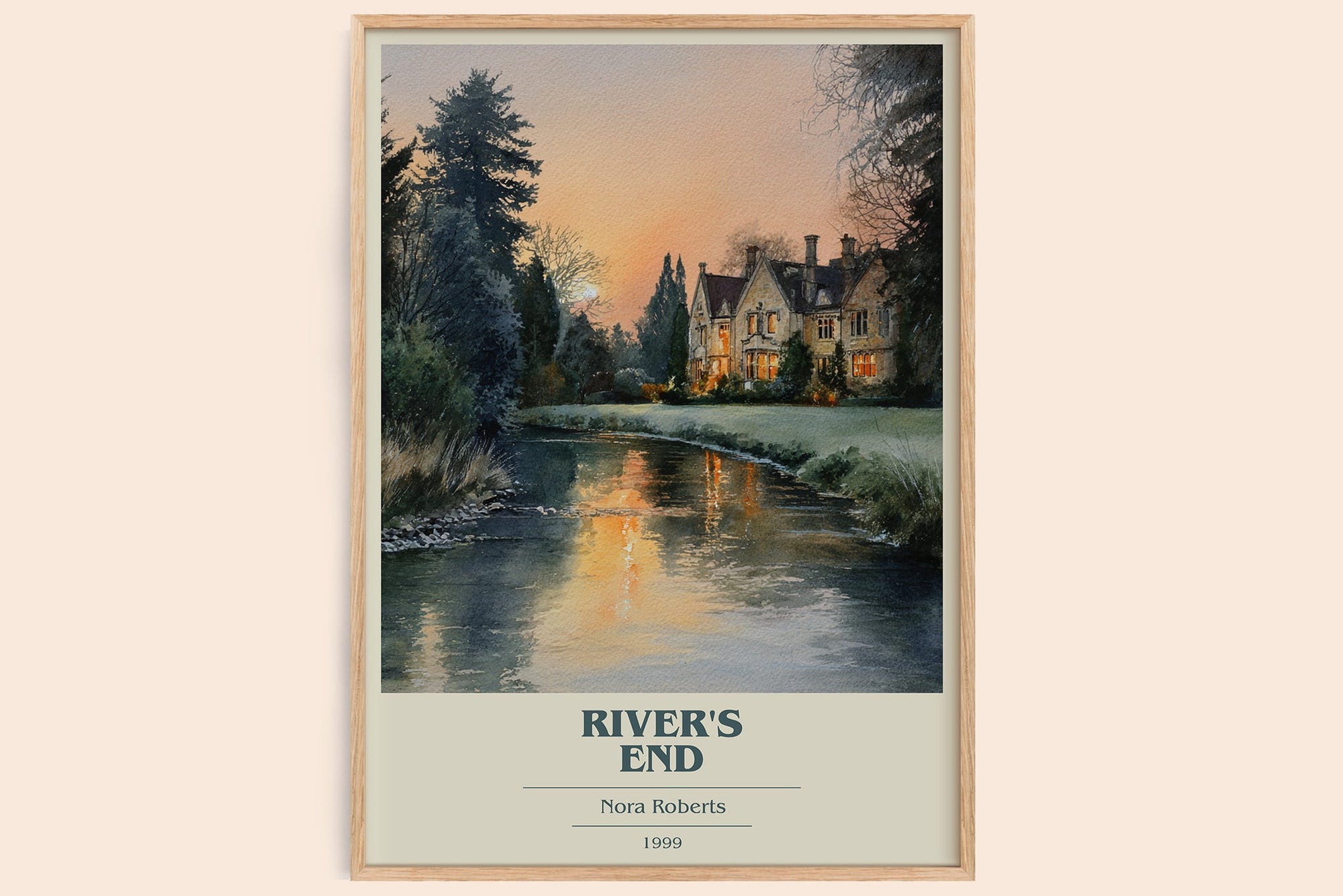 River's End book cover book poster by Nora Roberts – framed literary art print