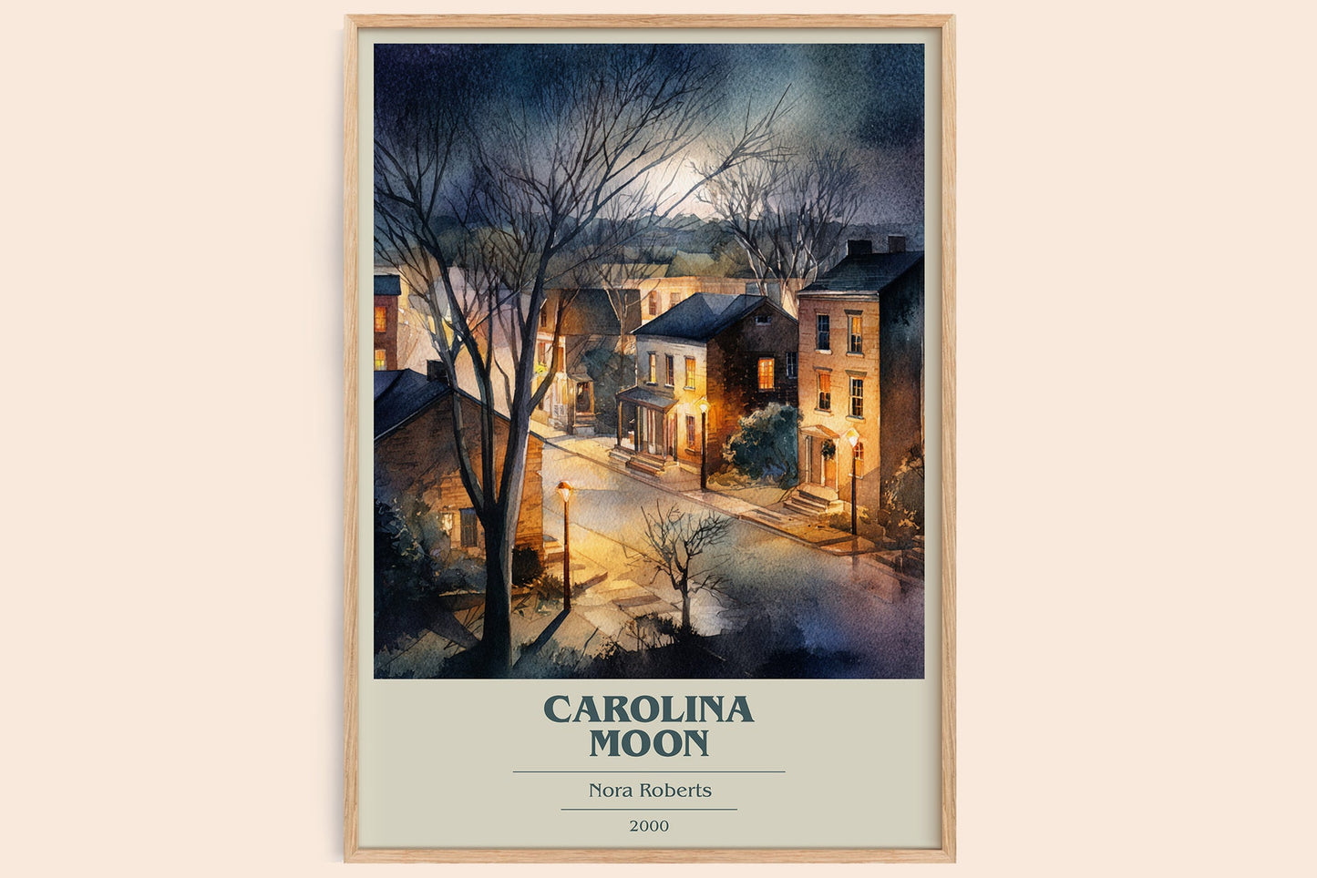 Carolina Moon book cover book poster by Nora Roberts – framed literary art print
