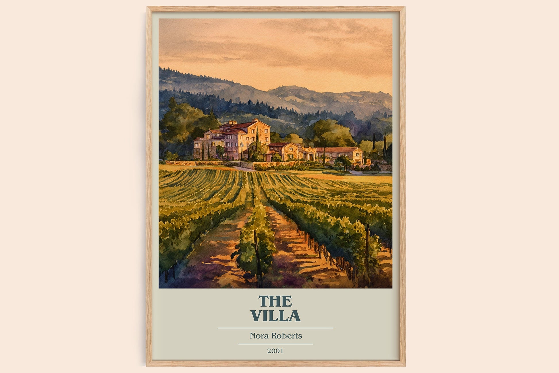 The Villa book cover book poster by Nora Roberts – framed literary art print
