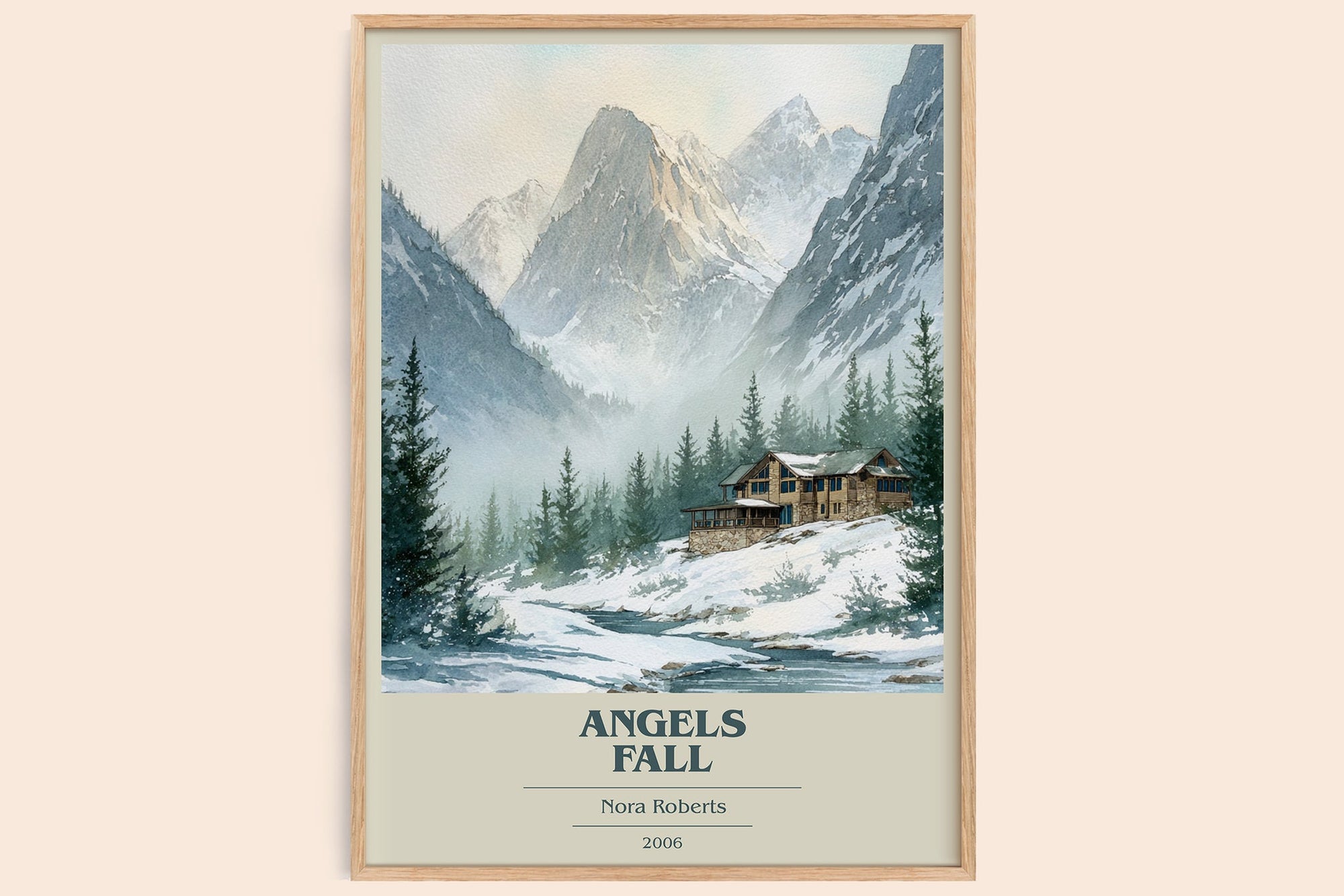 Angels Fall book cover book poster by Nora Roberts – framed literary art print