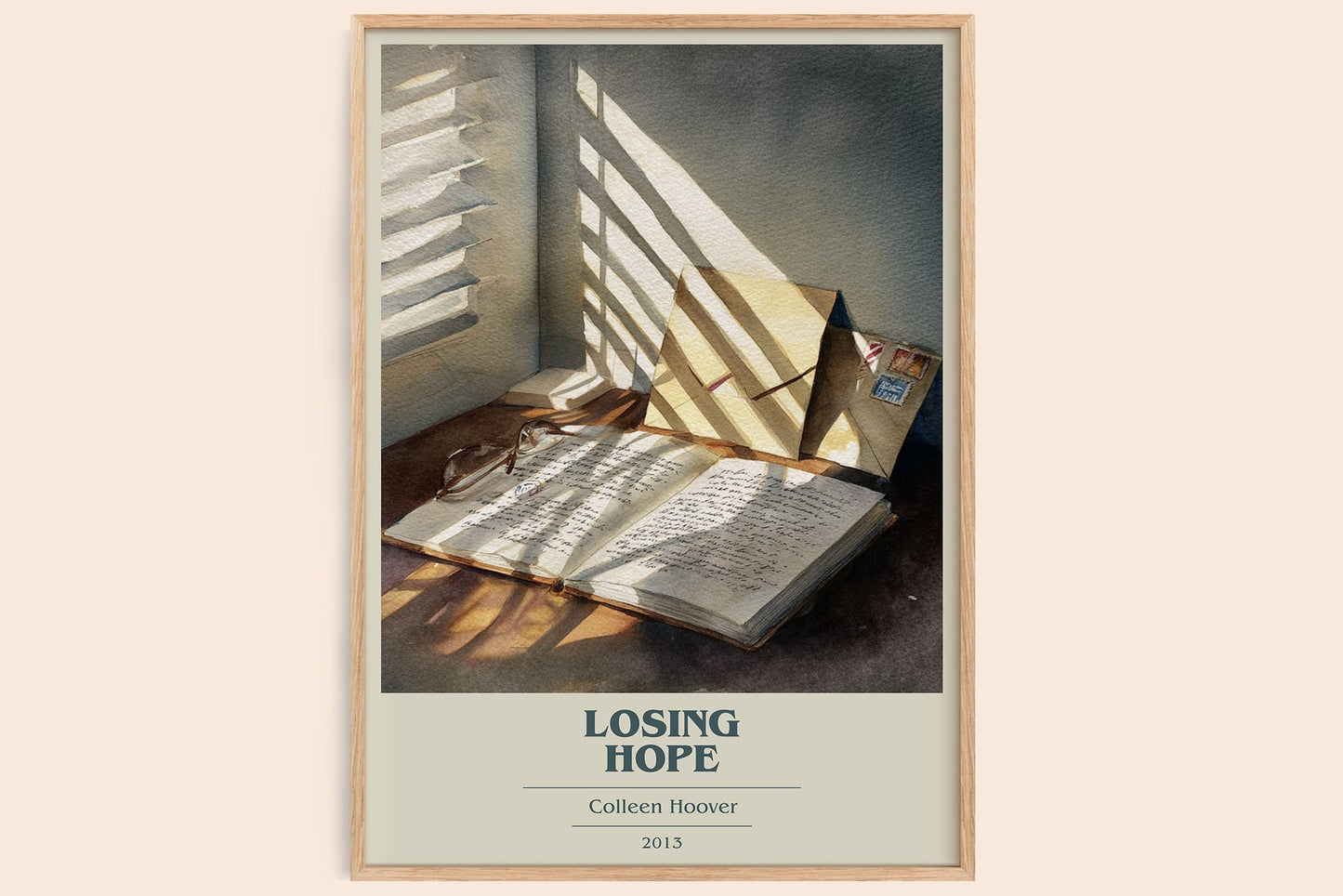 Losing Hope book cover book poster by Colleen Hoover – framed literary art print