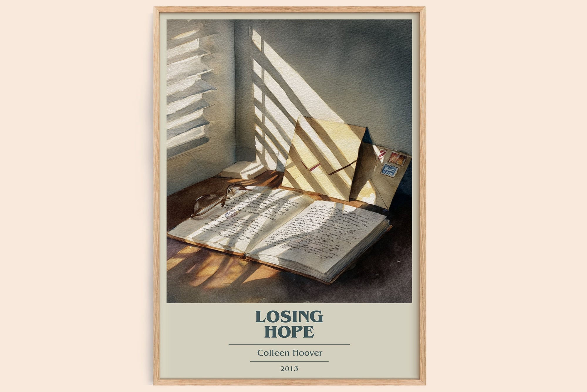 Losing Hope book cover book poster by Colleen Hoover – framed literary art print