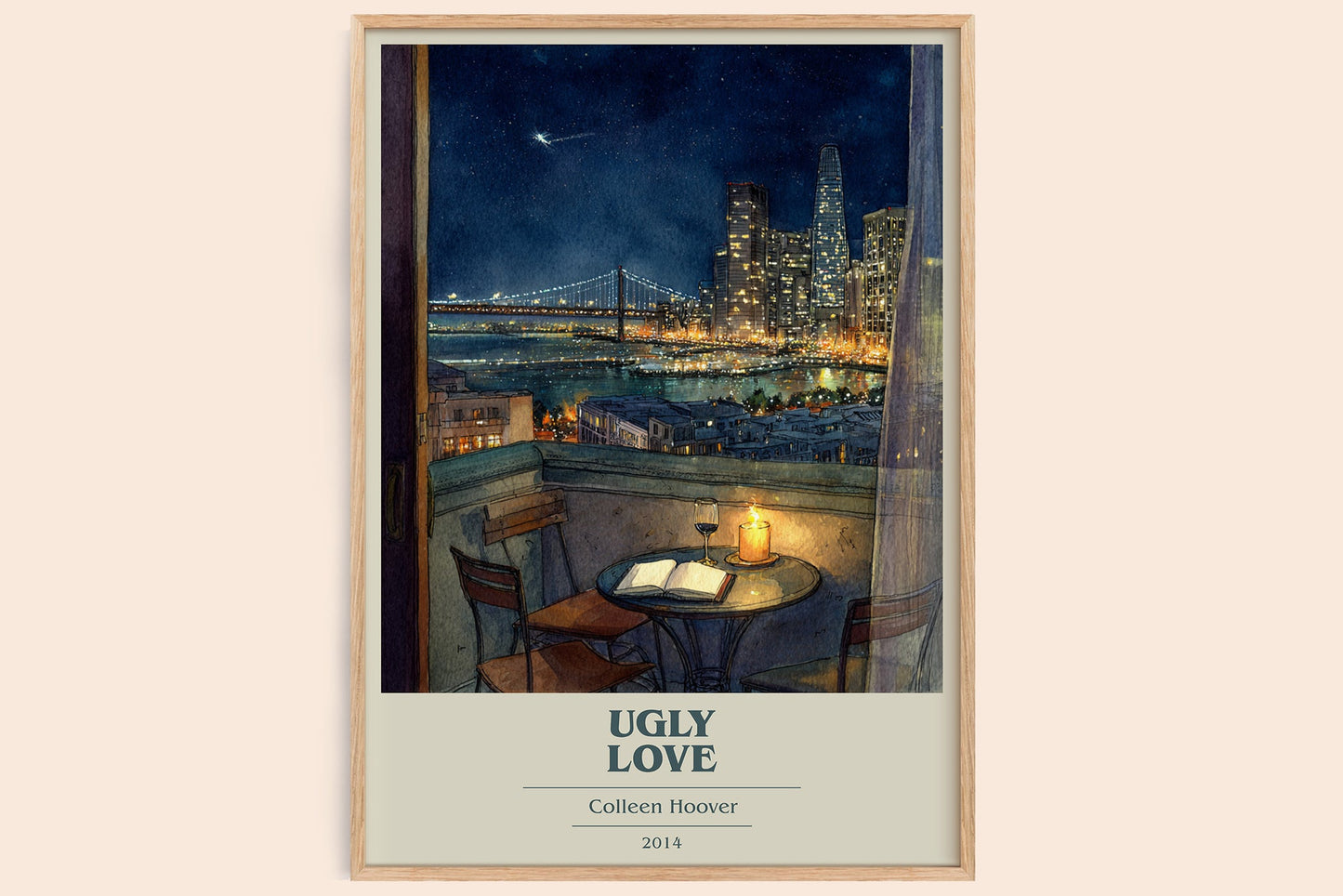 Ugly Love book cover book poster by Colleen Hoover – framed literary art print