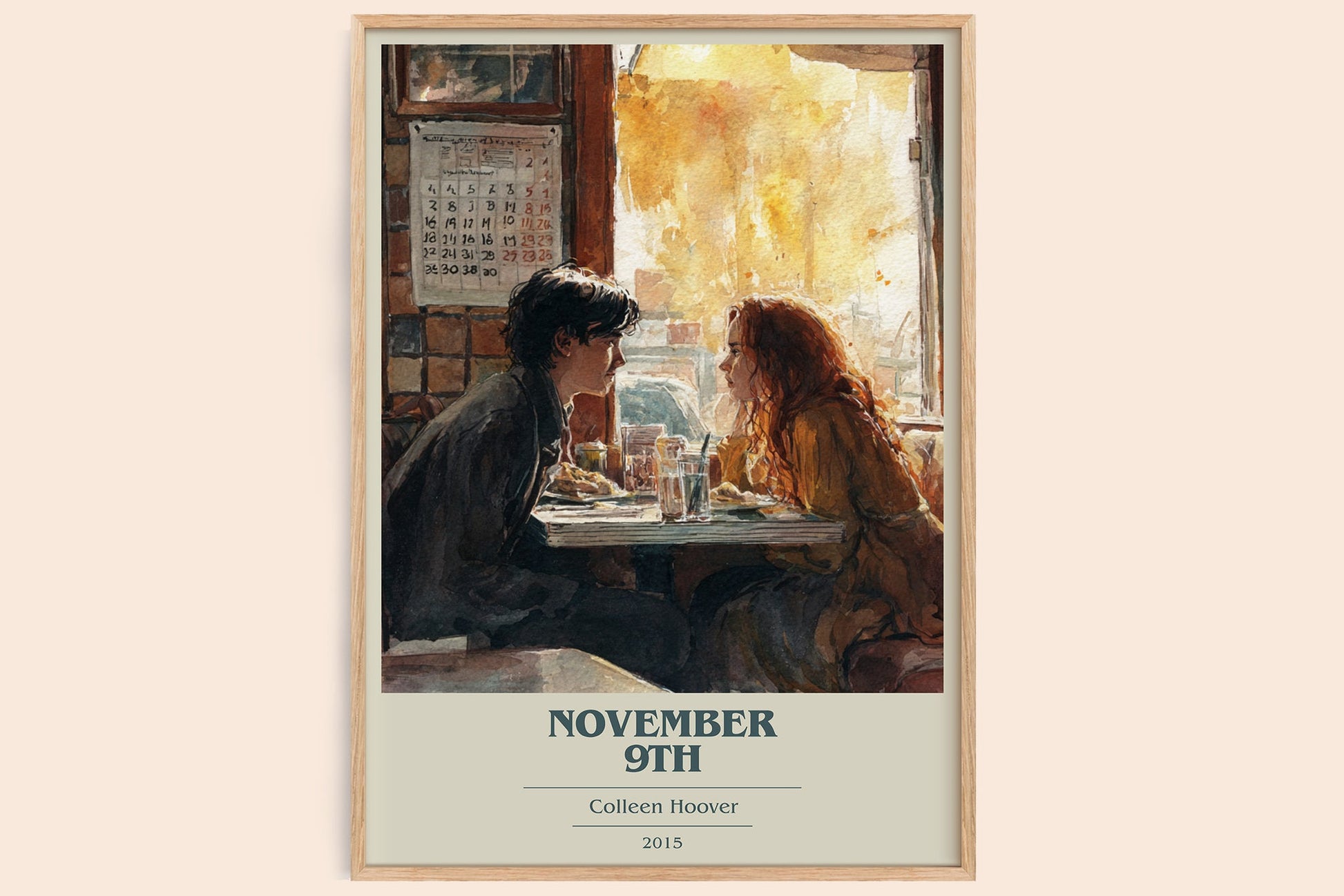 November 9 book cover book poster by Colleen Hoover – framed literary art print