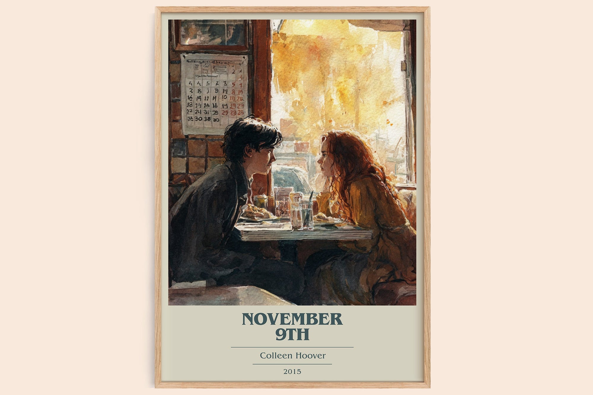 November 9 book cover book poster by Colleen Hoover – framed literary art print