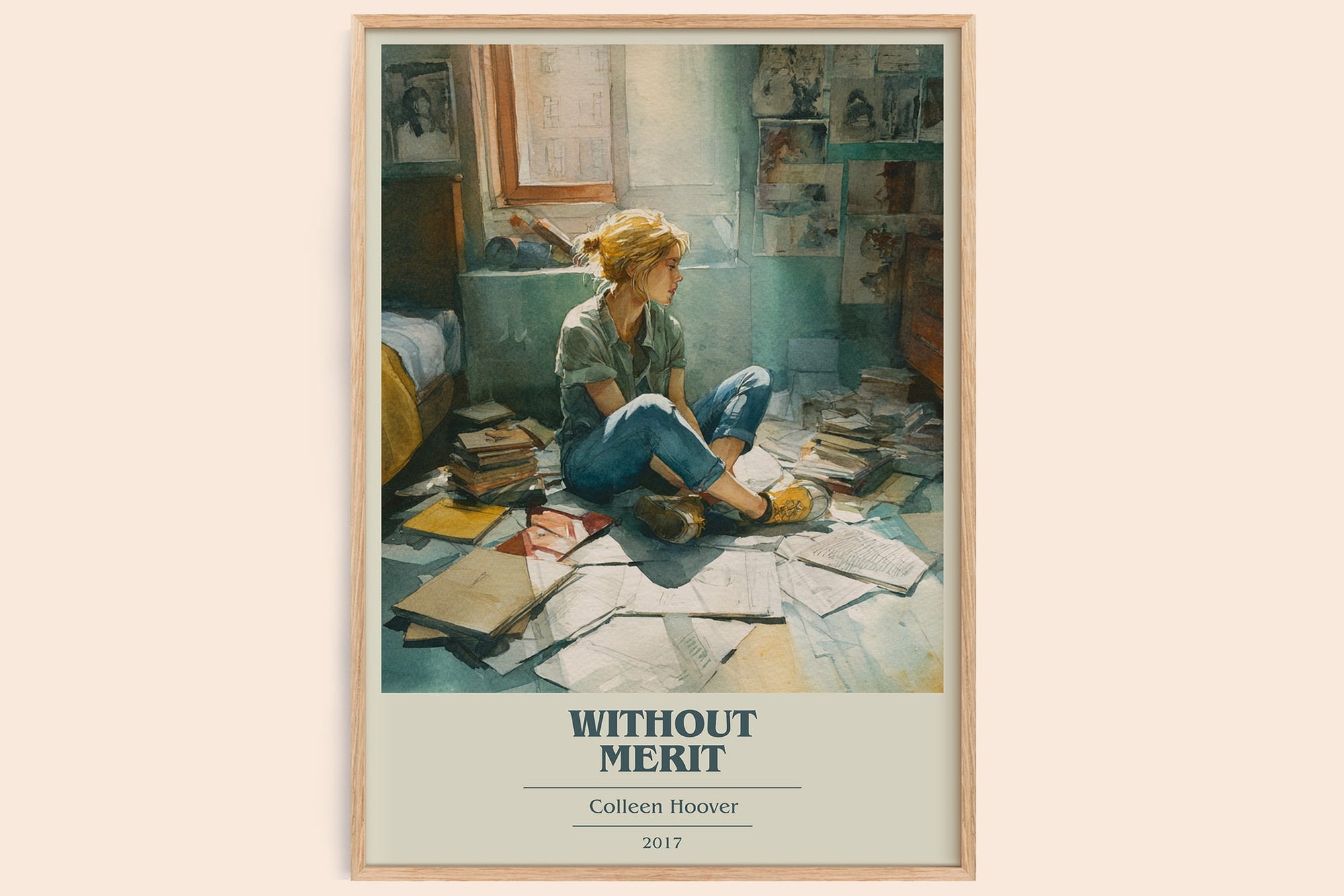 Without Merit book cover book poster by Colleen Hoover – framed literary art print