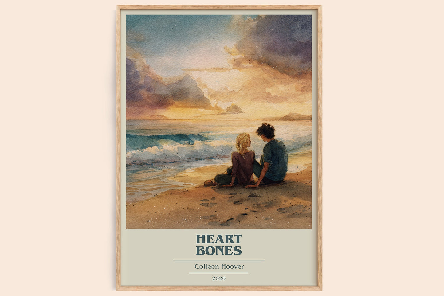 Heart Bones book cover book poster by Colleen Hoover – framed literary art print