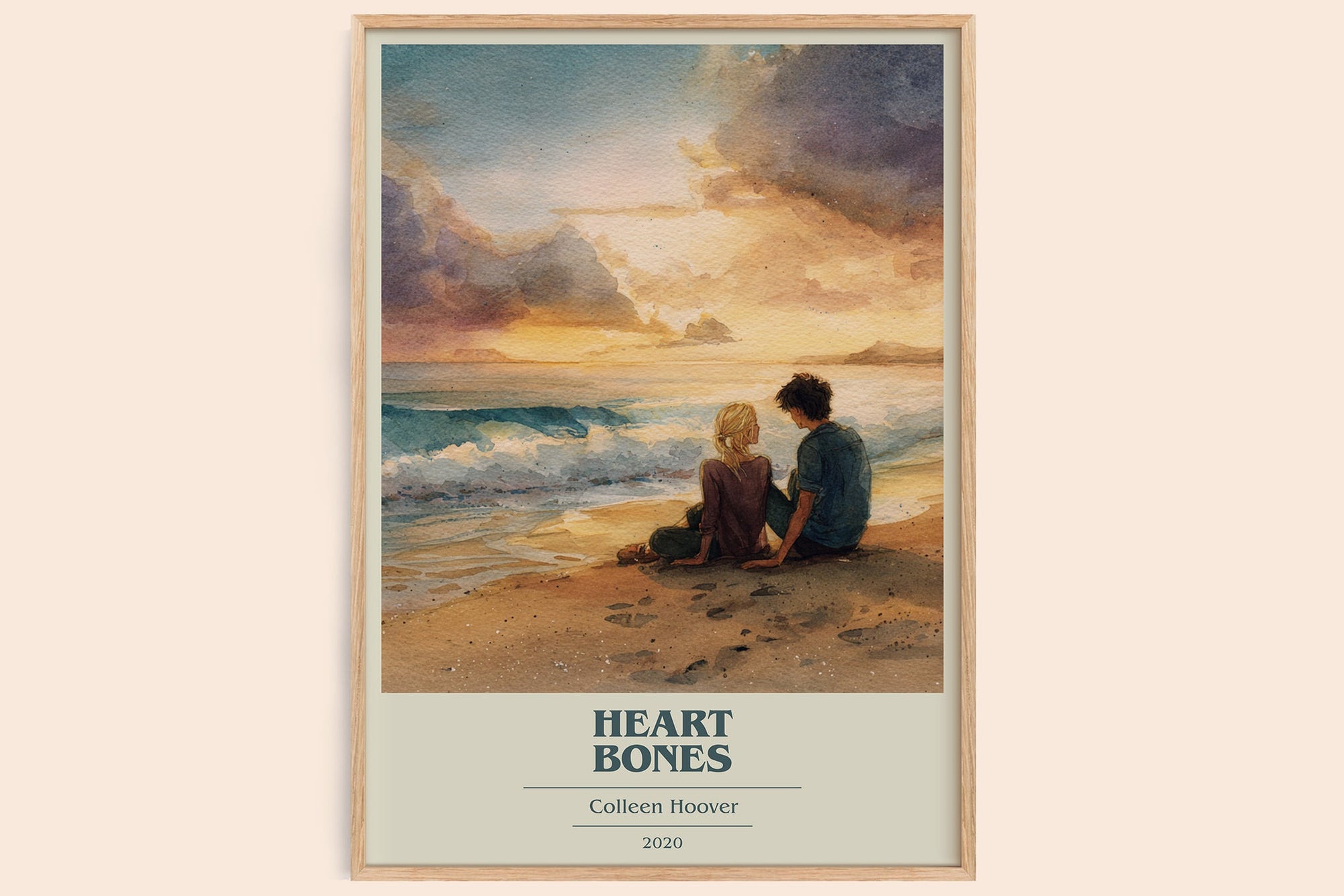 Heart Bones book cover book poster by Colleen Hoover – framed literary art print