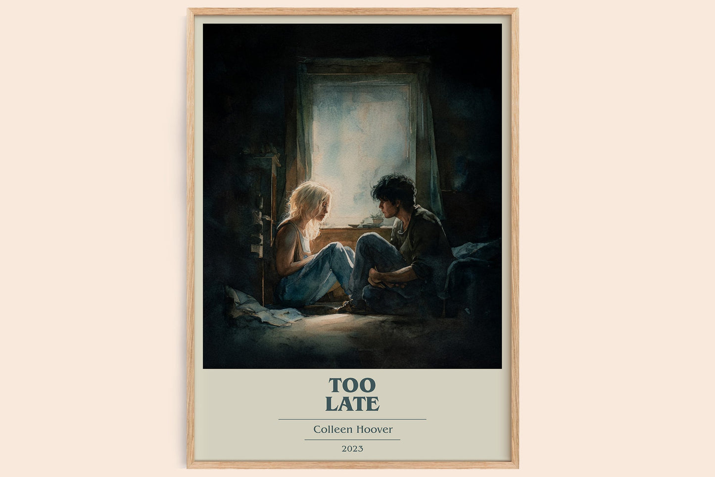 Too late book cover book poster by Colleen Hoover – framed literary art print