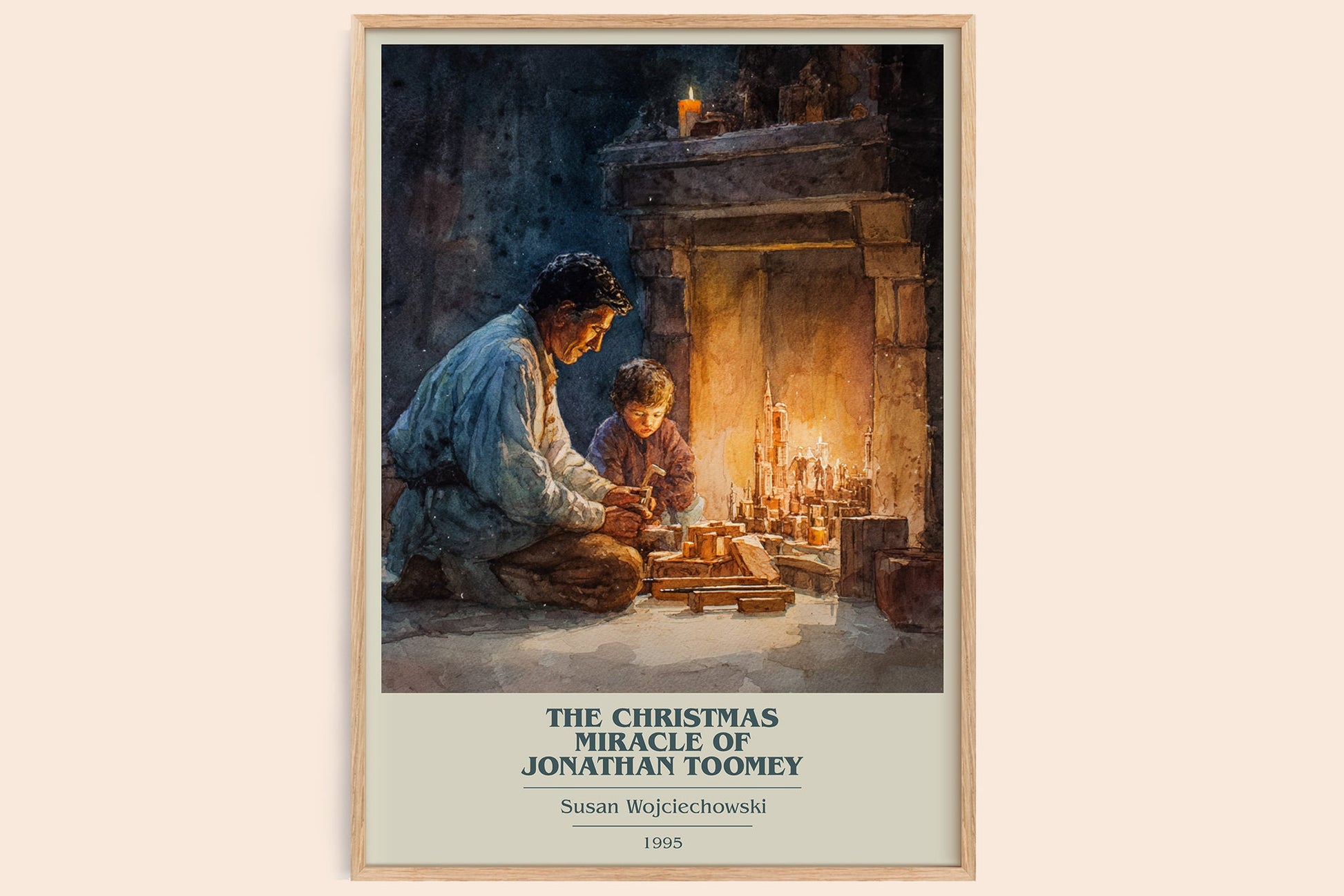 The Christmas Miracle of Jonathan Toomey book cover book poster by Susan Wojciechowski – framed literary art print