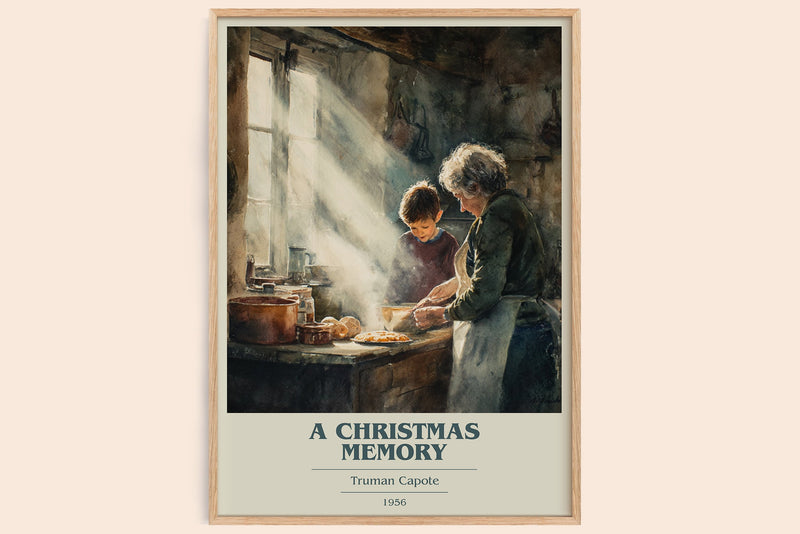 A Christmas Memory book cover book poster by Truman Capote – framed literary art print