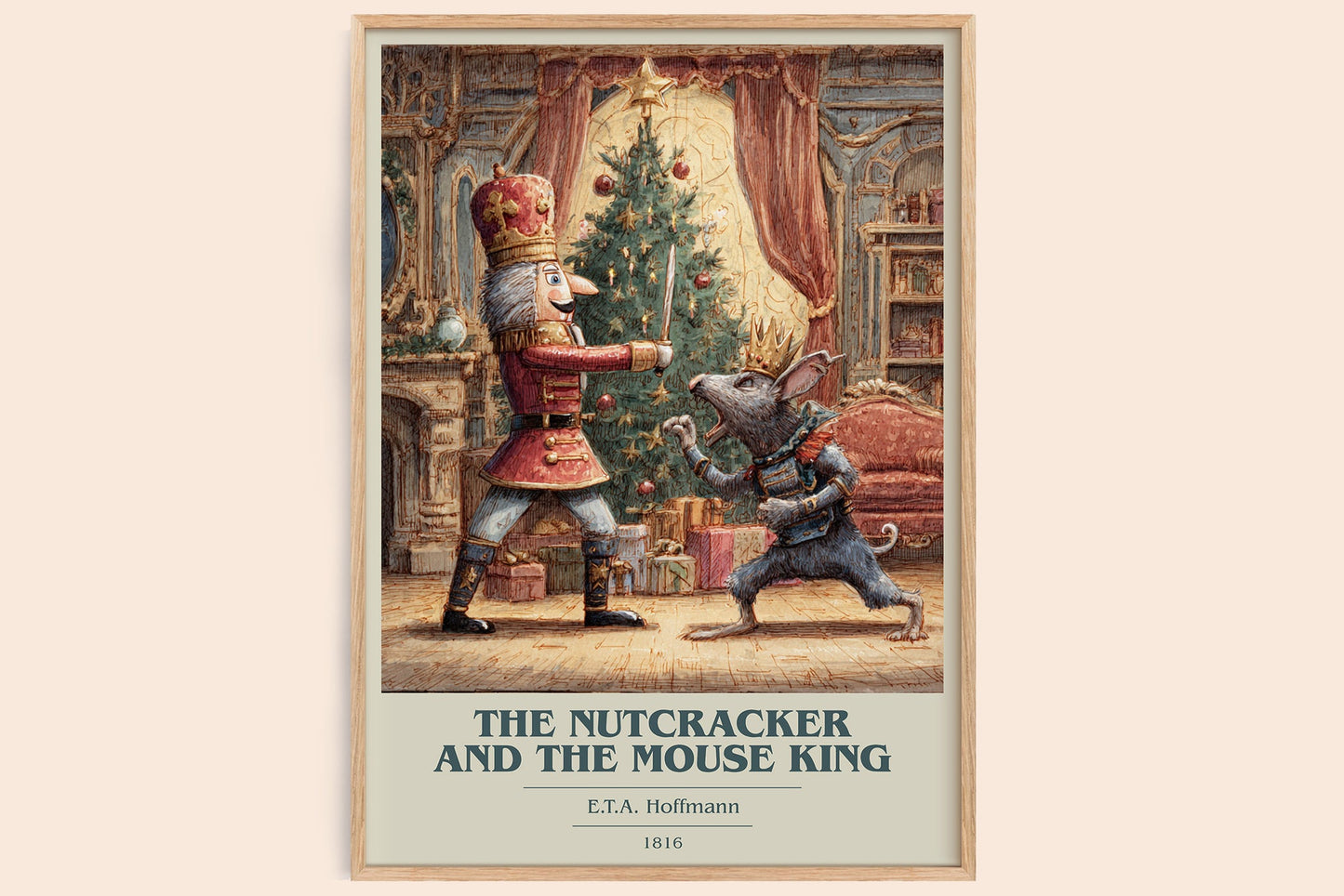 Nutcracker and the Mouse King book cover book poster by E. T. A. Hoffmann – framed literary art print
