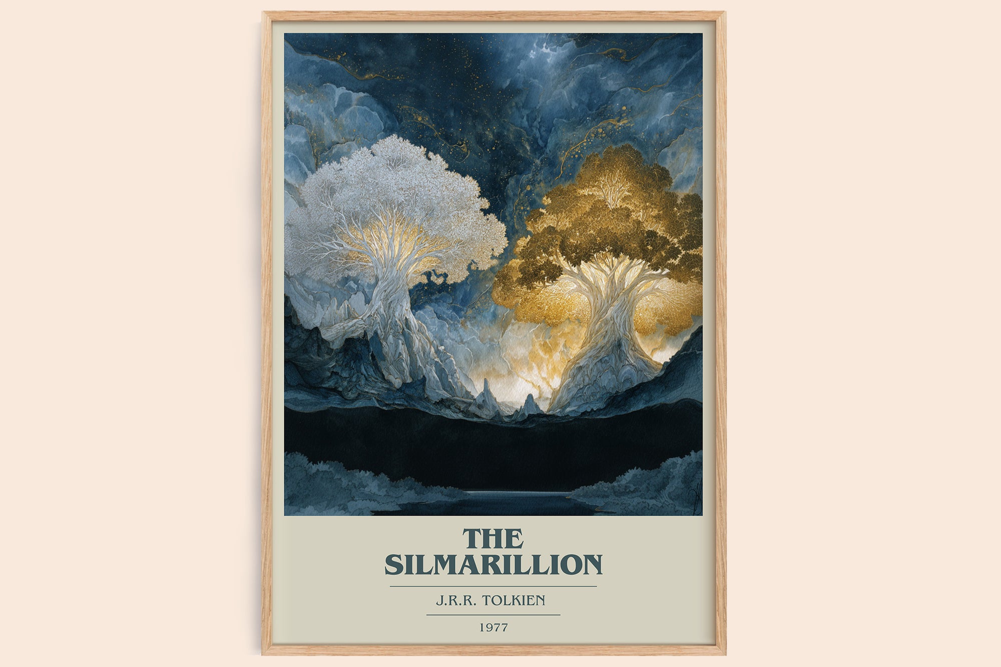 The Silmarillion book cover book poster by J. R. R. Tolkien – framed literary art print