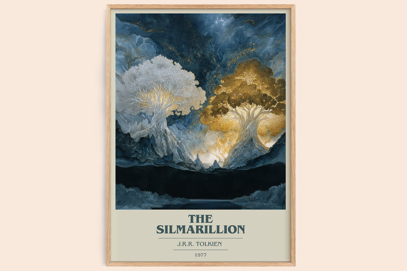 The Silmarillion book cover book poster by J. R. R. Tolkien – framed literary art print