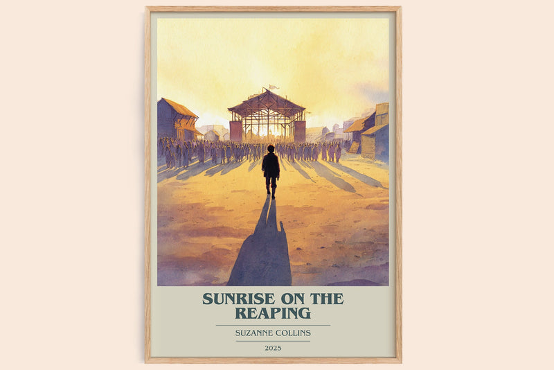 Sunrise on the Reaping book cover book poster by Suzanne Collins – framed literary art print
