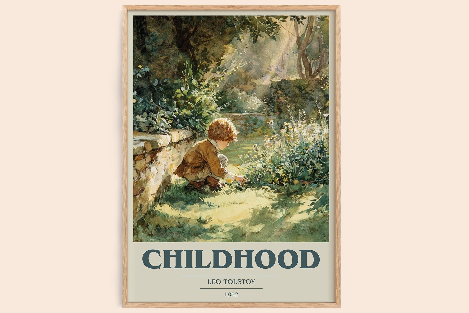 Childhood book cover book poster by Leo Tolstoy – framed literary art print