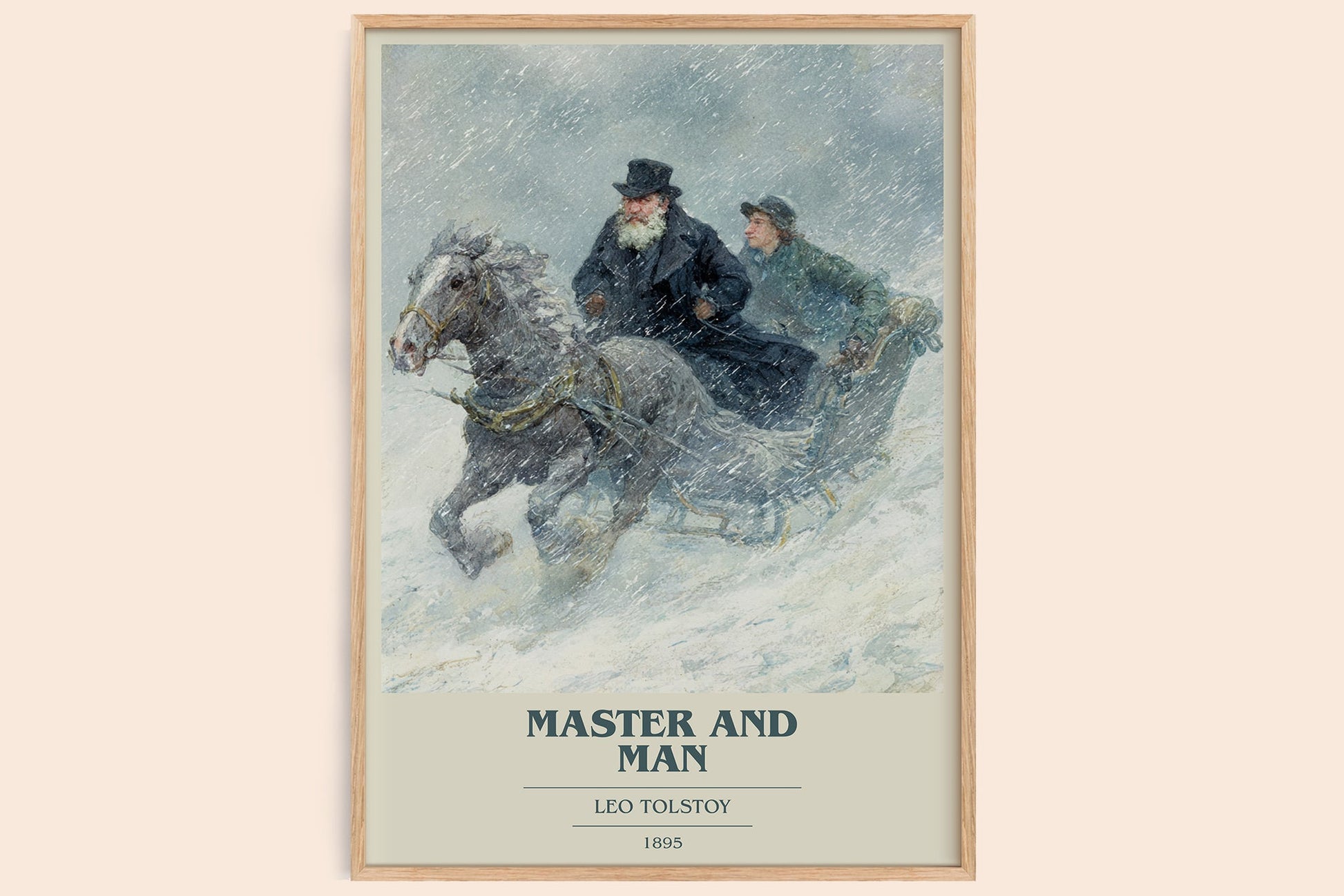 Master And Man book cover print in frame leaning in hallway – philosophy wall art