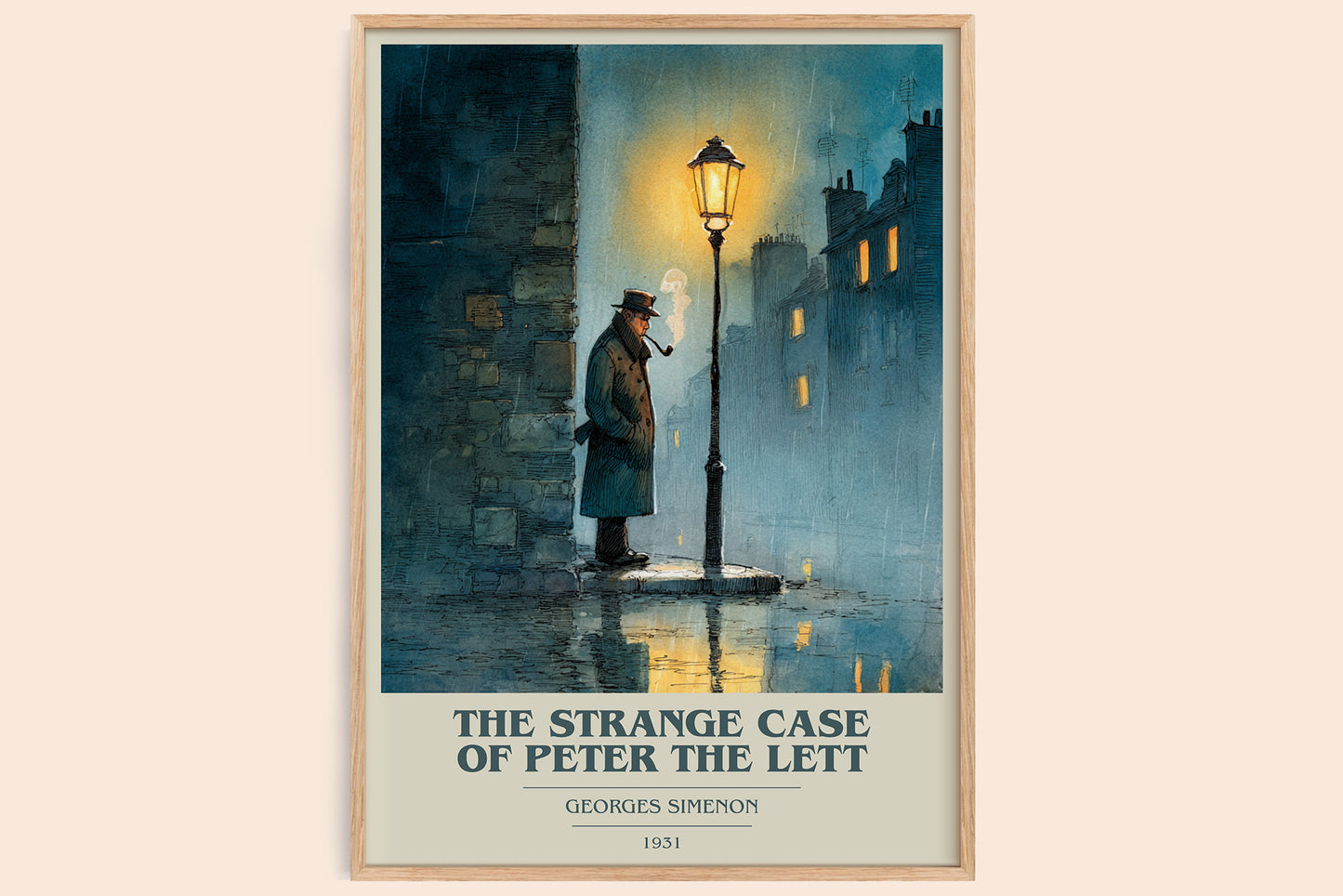 The Strange Case of Peter the Lett book cover book poster by Georges Simenon – framed literary art print
