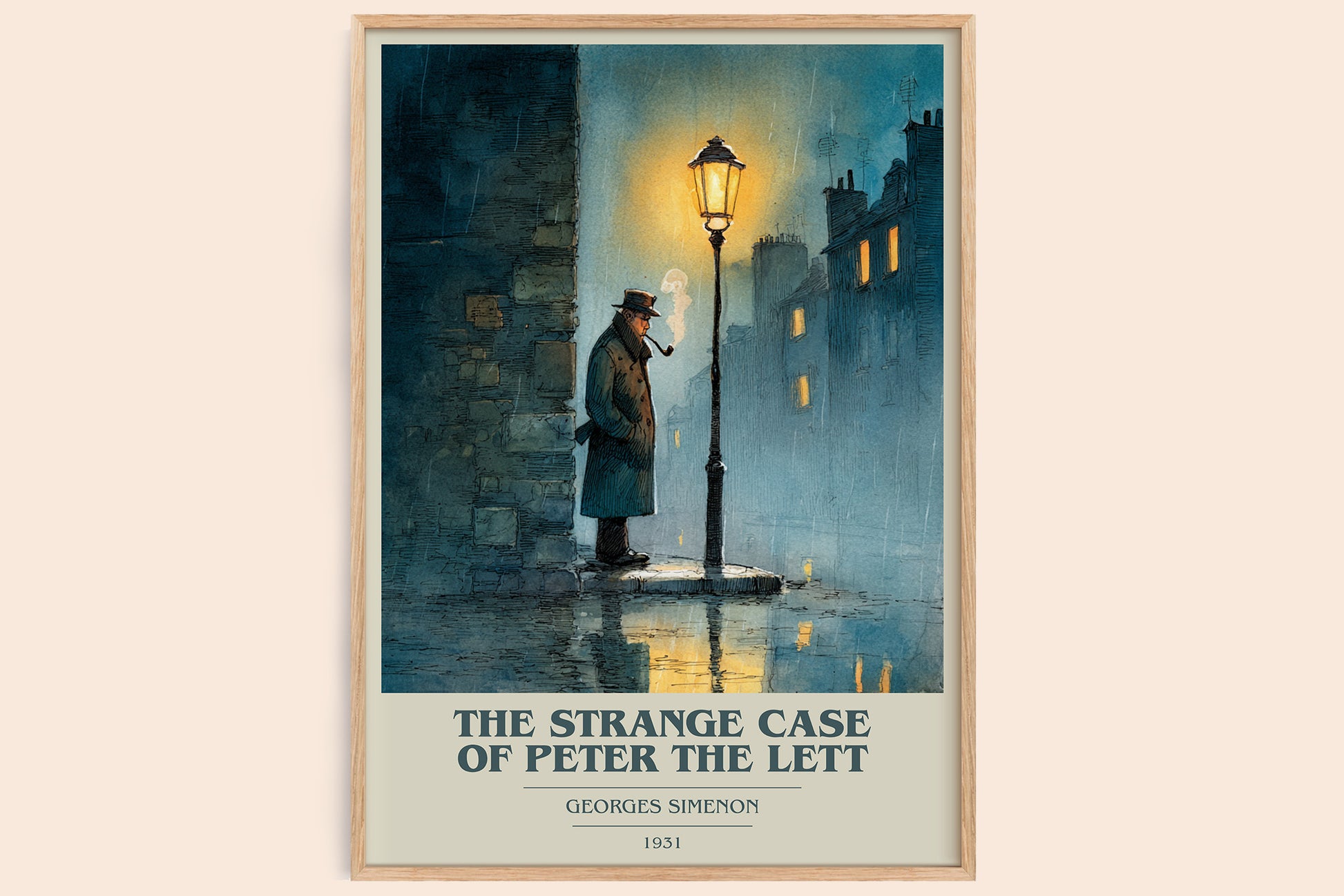 The Strange Case of Peter the Lett book cover book poster by Georges Simenon – framed literary art print