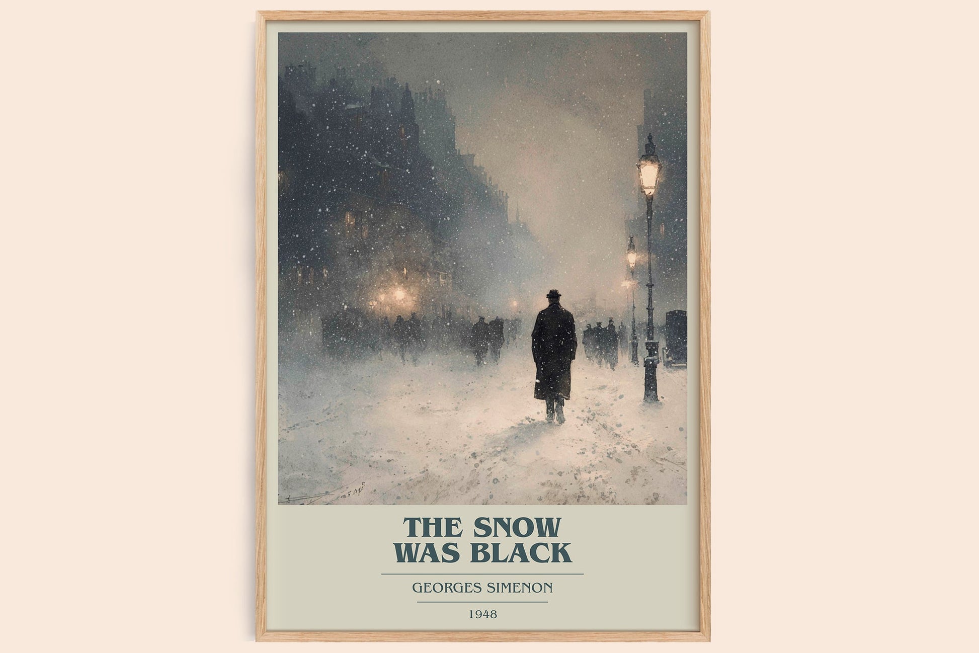 The Snow was Black book cover book poster by Georges Simenon – framed literary art print