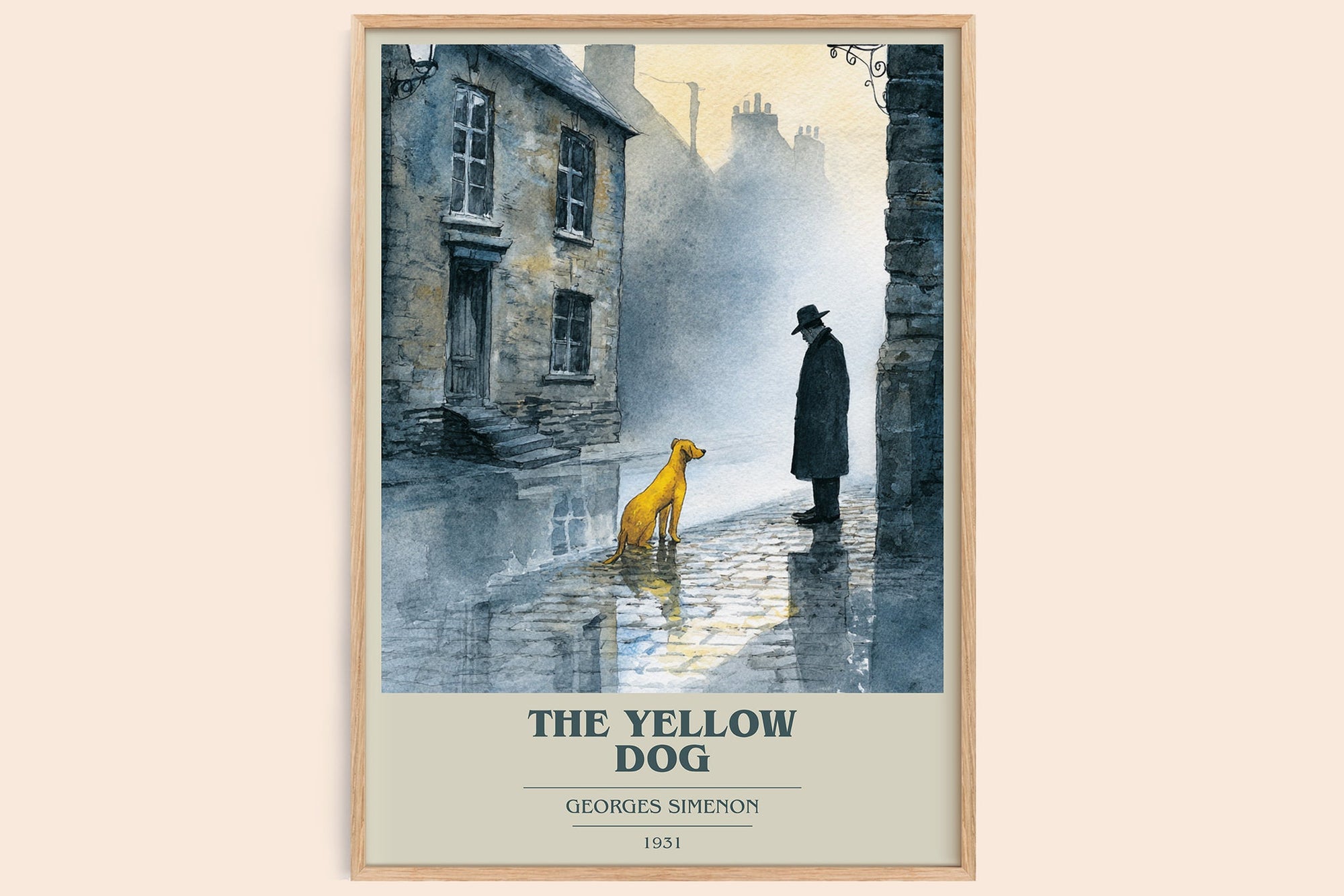 The Yellow Dog book cover book poster by Georges Simenon – framed literary art print