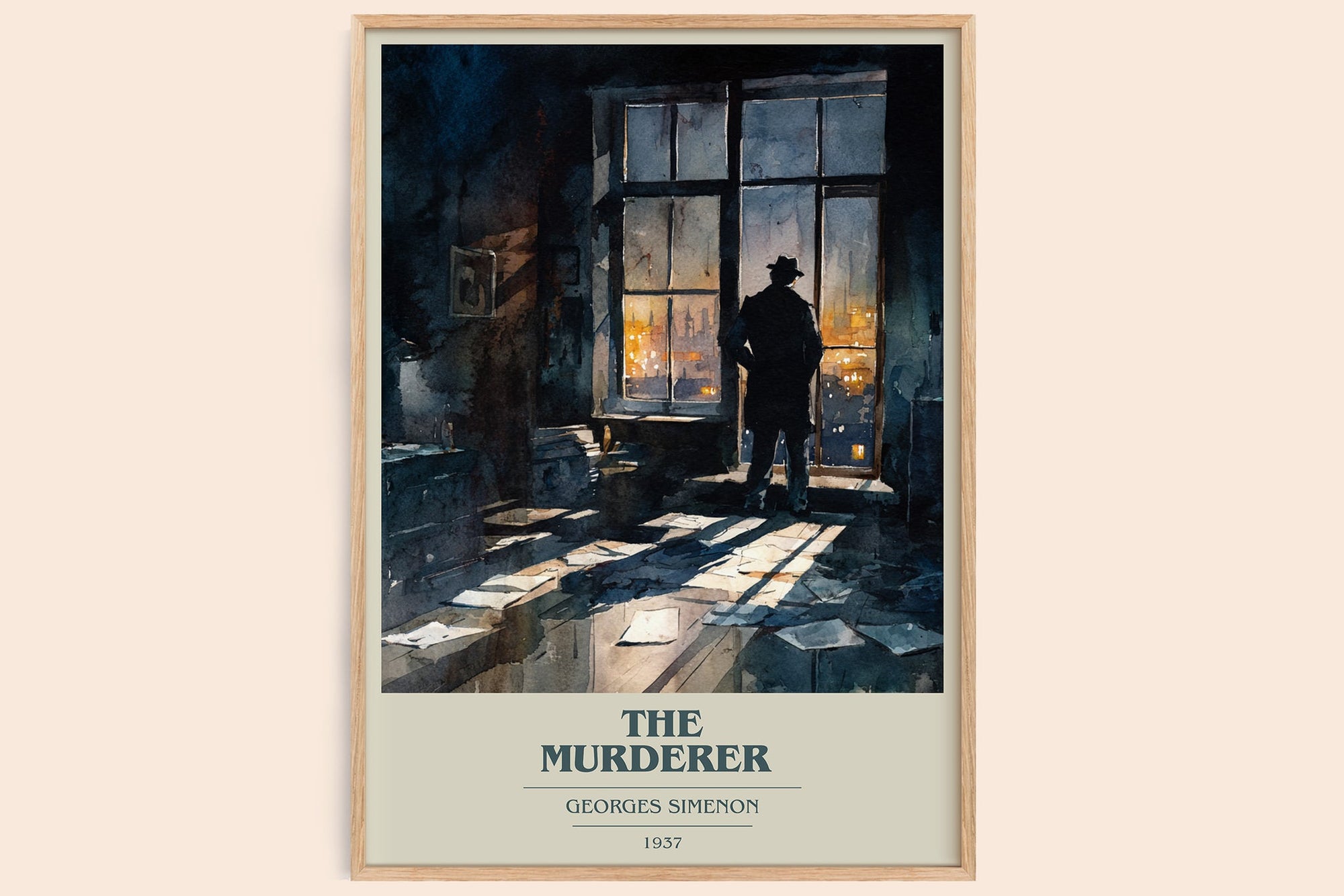 The Murderer book cover book poster by Georges Simenon – framed literary art print