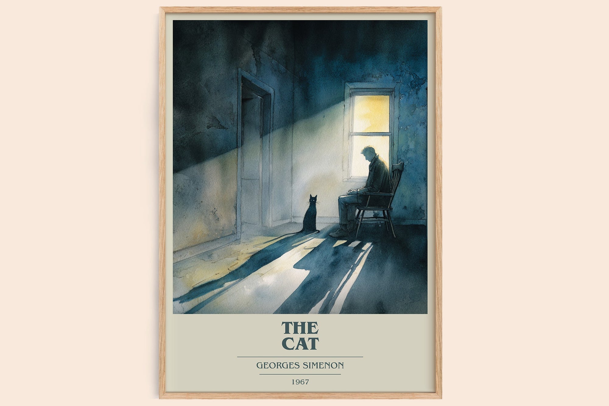 The Cat book cover book poster by Georges Simenon – framed literary art print